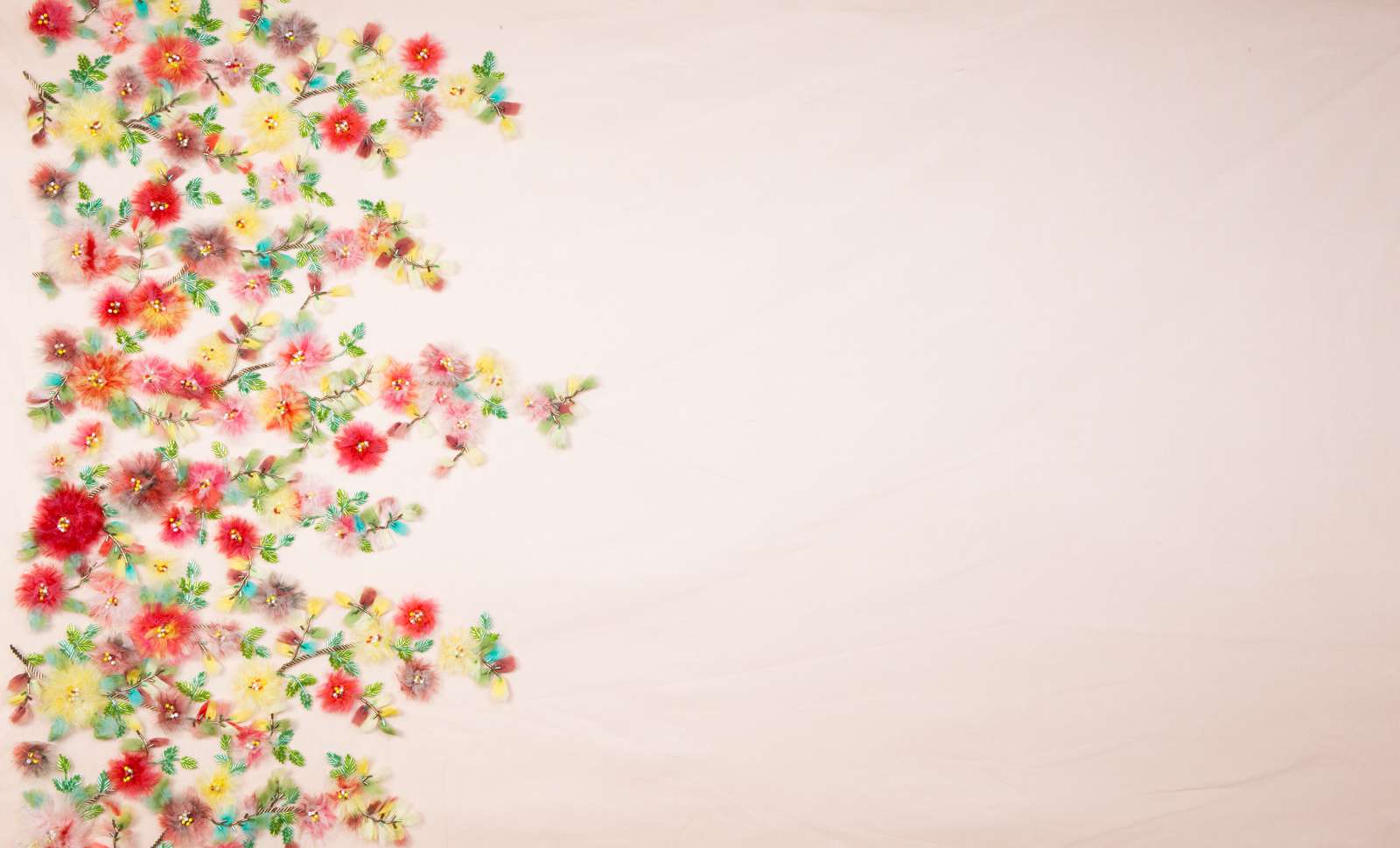 Novelty Embroidered Fringe Flowers with Bugle Bead Details