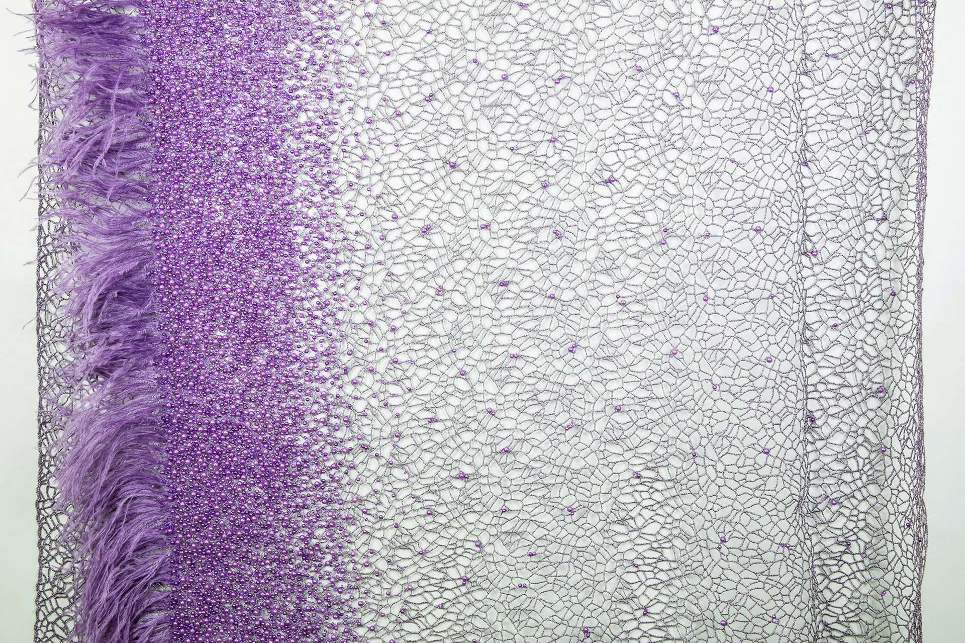 Beaded Mesh with Feathered Border in Purple