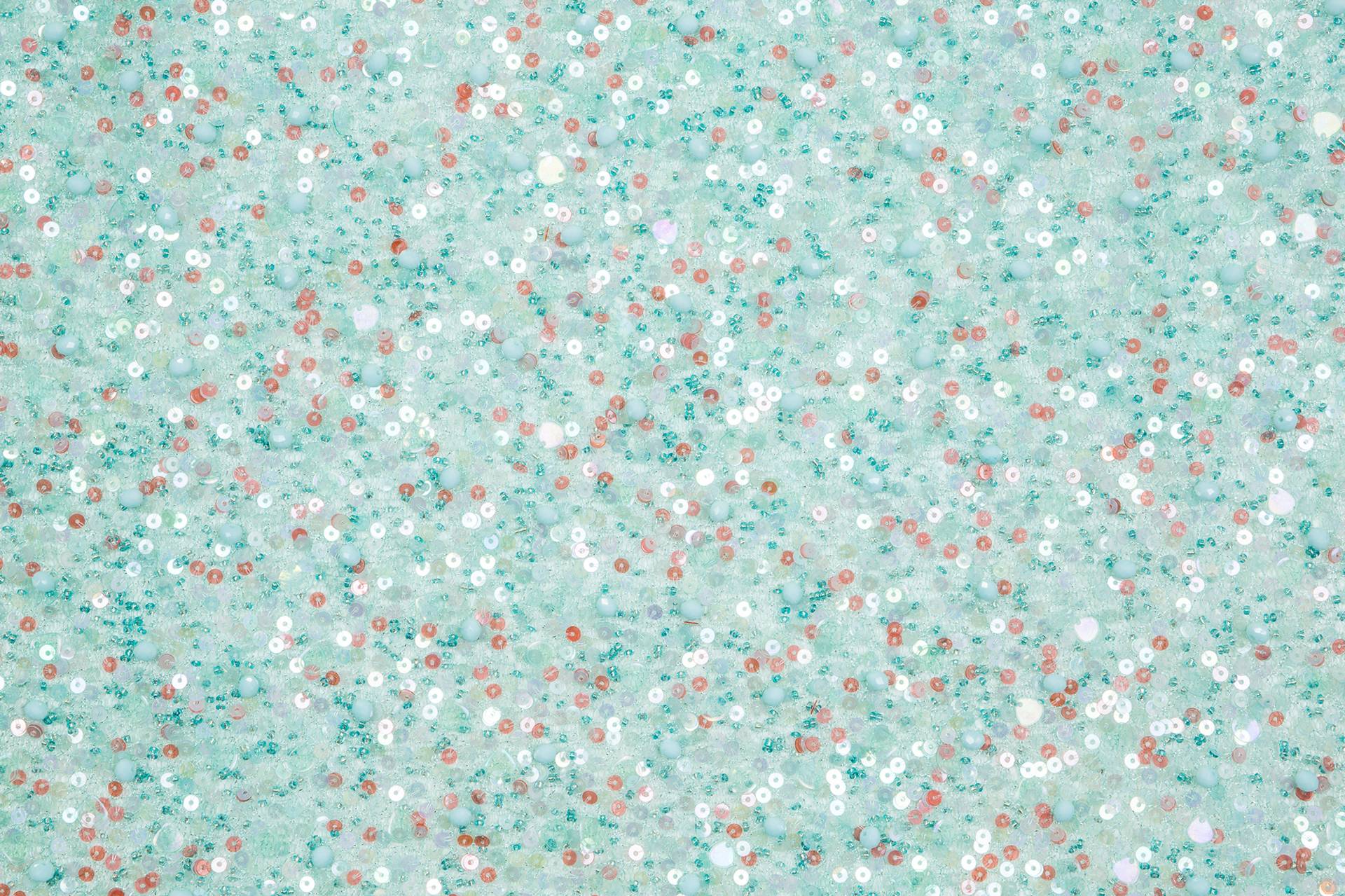 Novelty Beads and Sequins on Metallic Netting in Turquoise