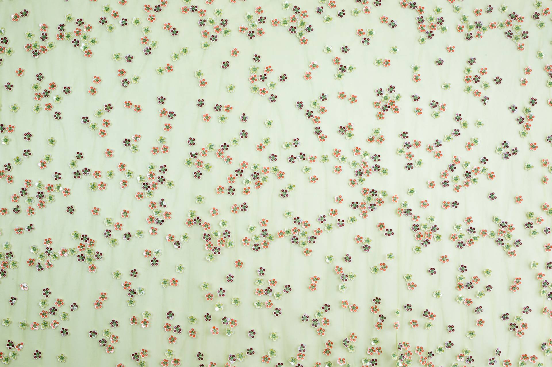 Novelty Sequined Flowers on Acid Green Tulle