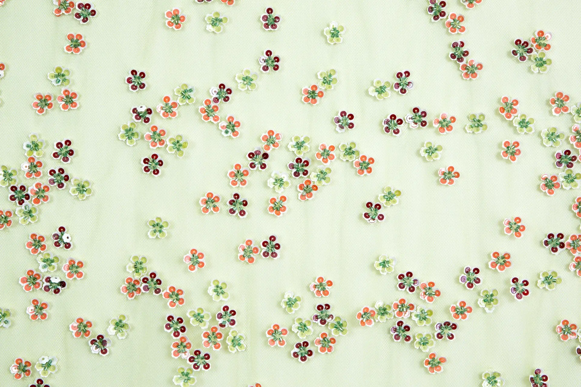 Novelty Sequined Flowers on Acid Green Tulle