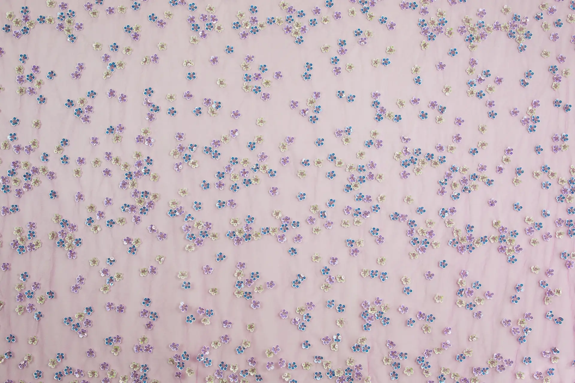 Novelty Sequined Flowers on Fuchsia Tulle