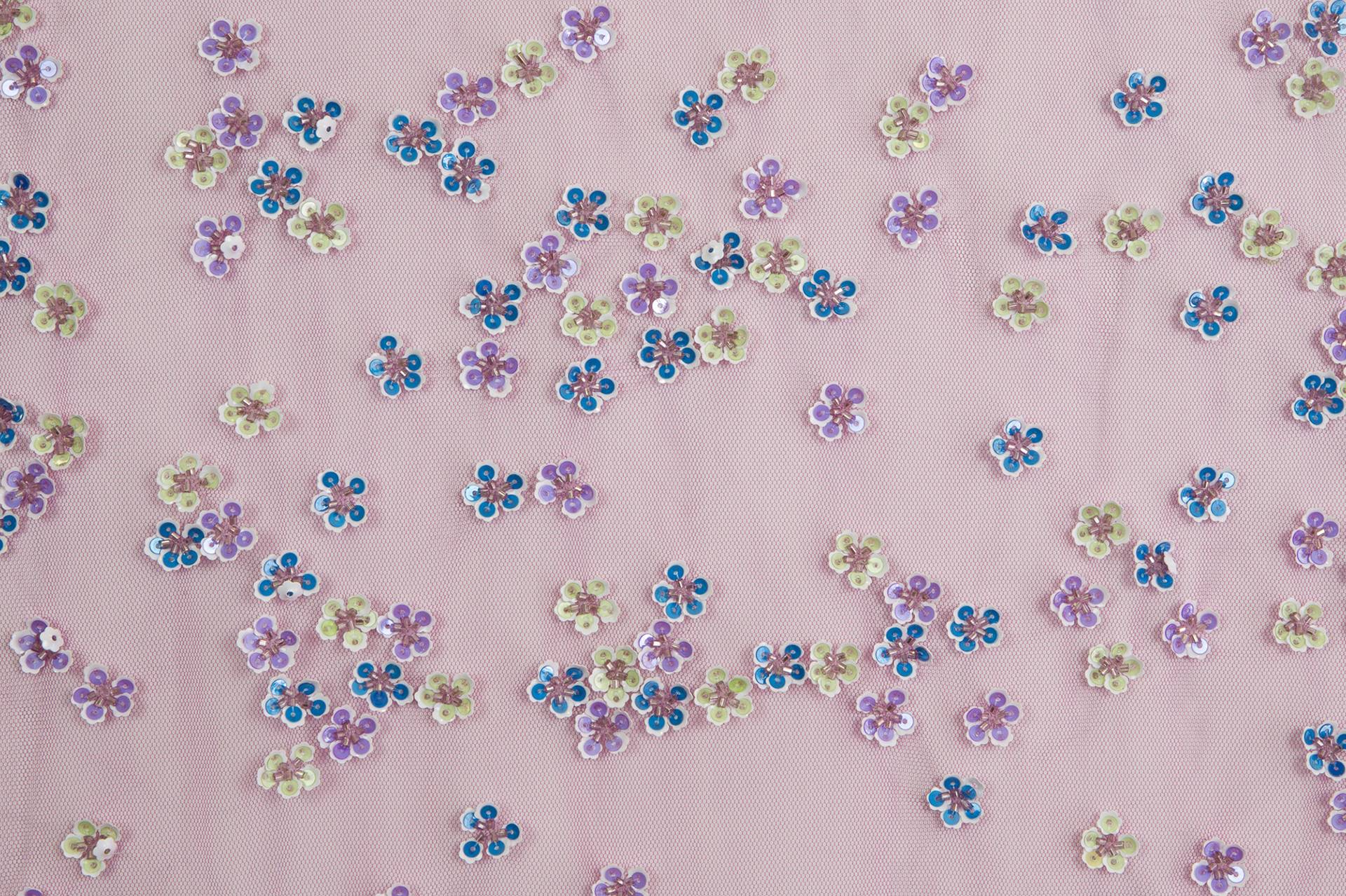 Novelty Sequined Flowers on Fuchsia Tulle