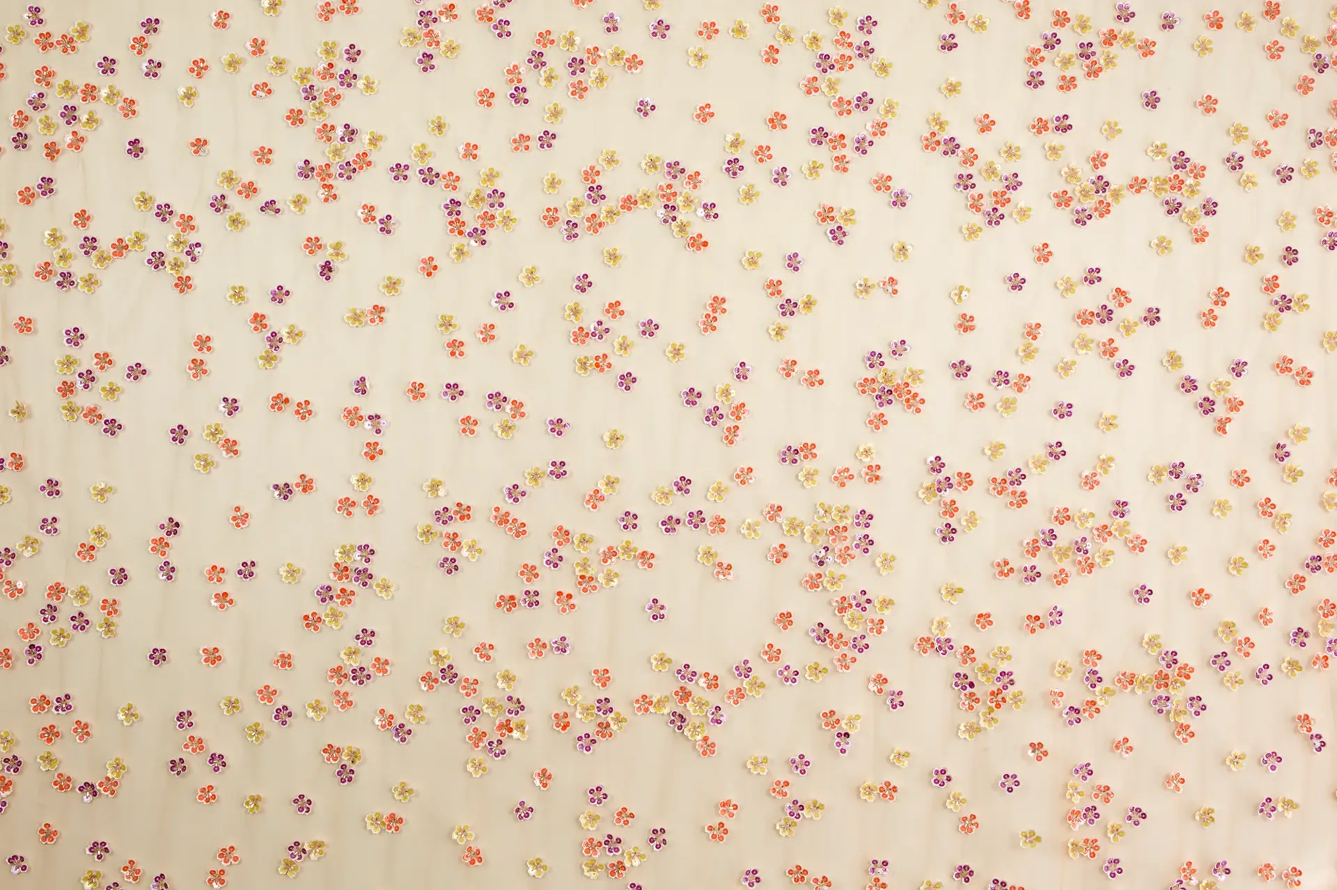 Novelty Sequined Flowers on Peach Tulle