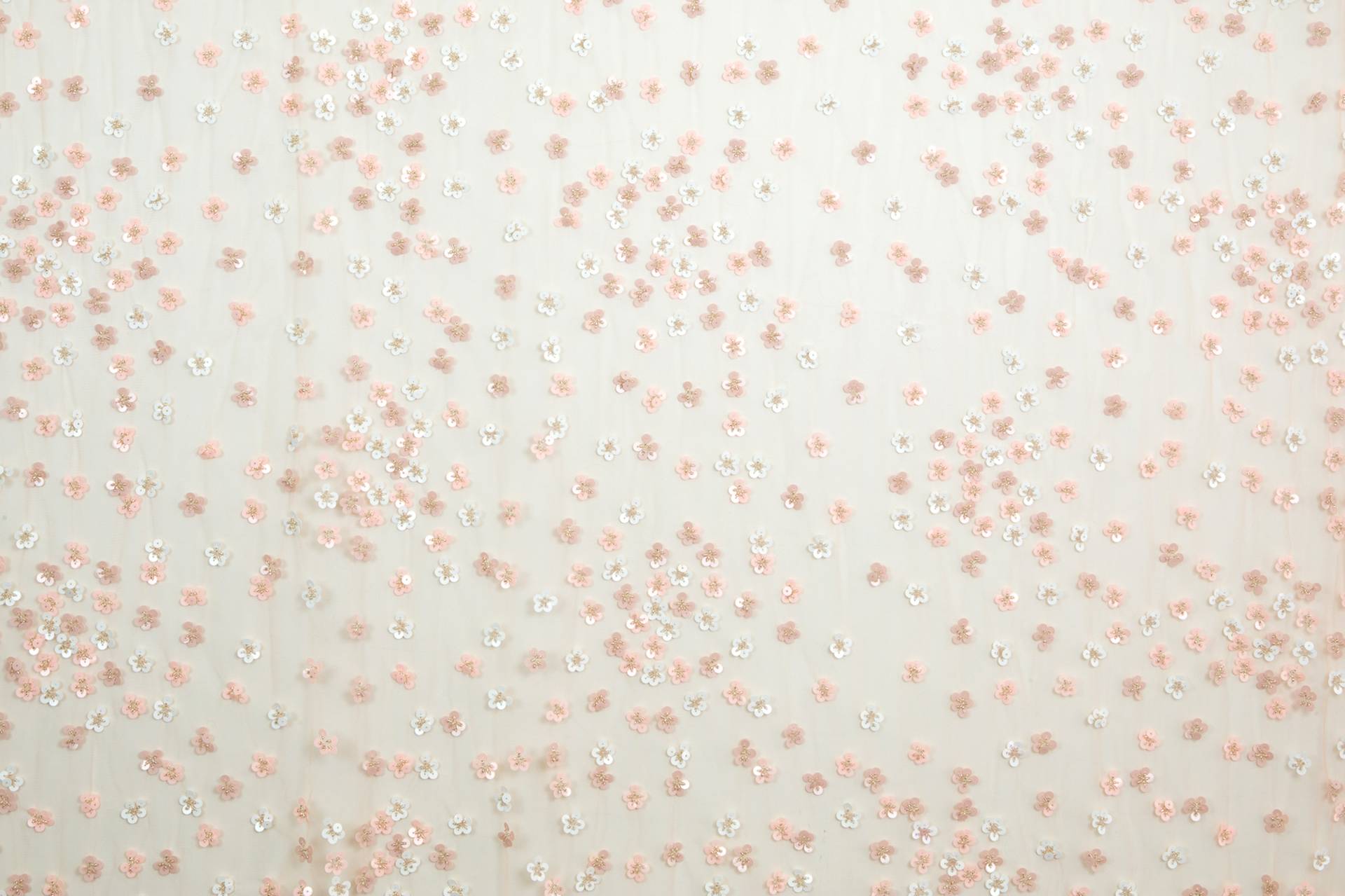 Novelty Sequined Flowers on Baby Pink Tulle