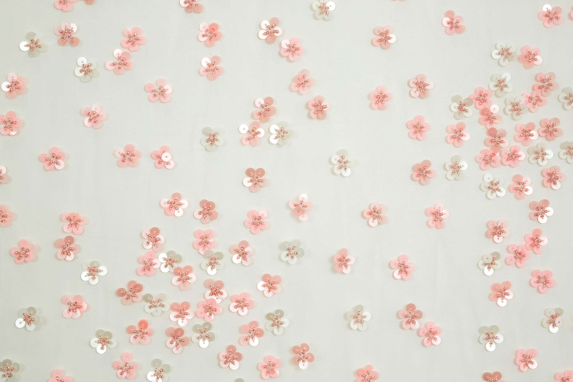 Novelty Sequined Flowers on Blush Tulle