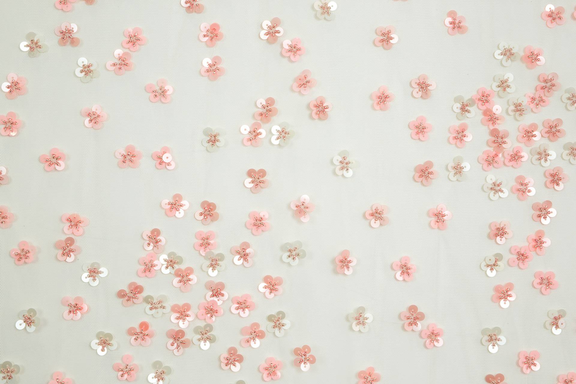 Novelty Sequined Flowers on Blush Tulle