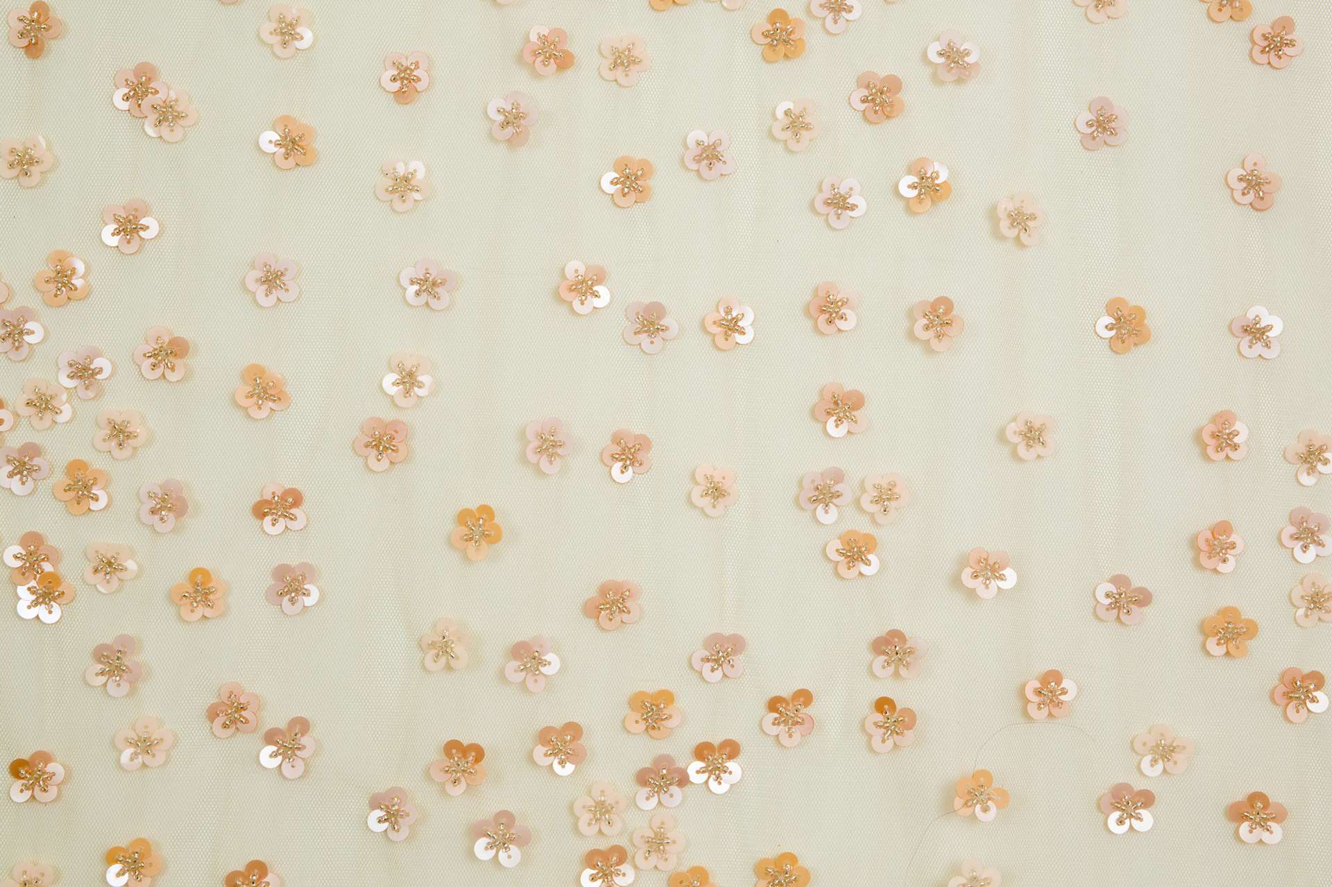 Novelty Sequined Flowers on Peach Tulle