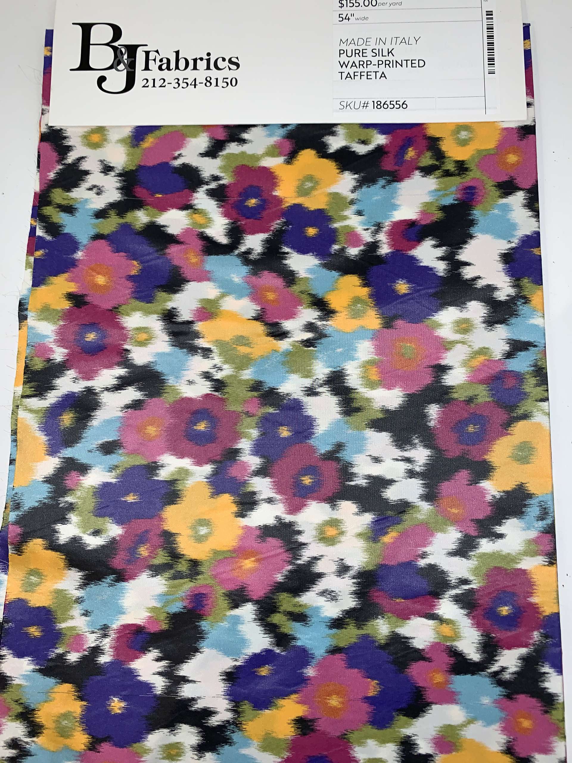 MADE IN ITALY PURE SILK WARP-PRINTED TAFFETA