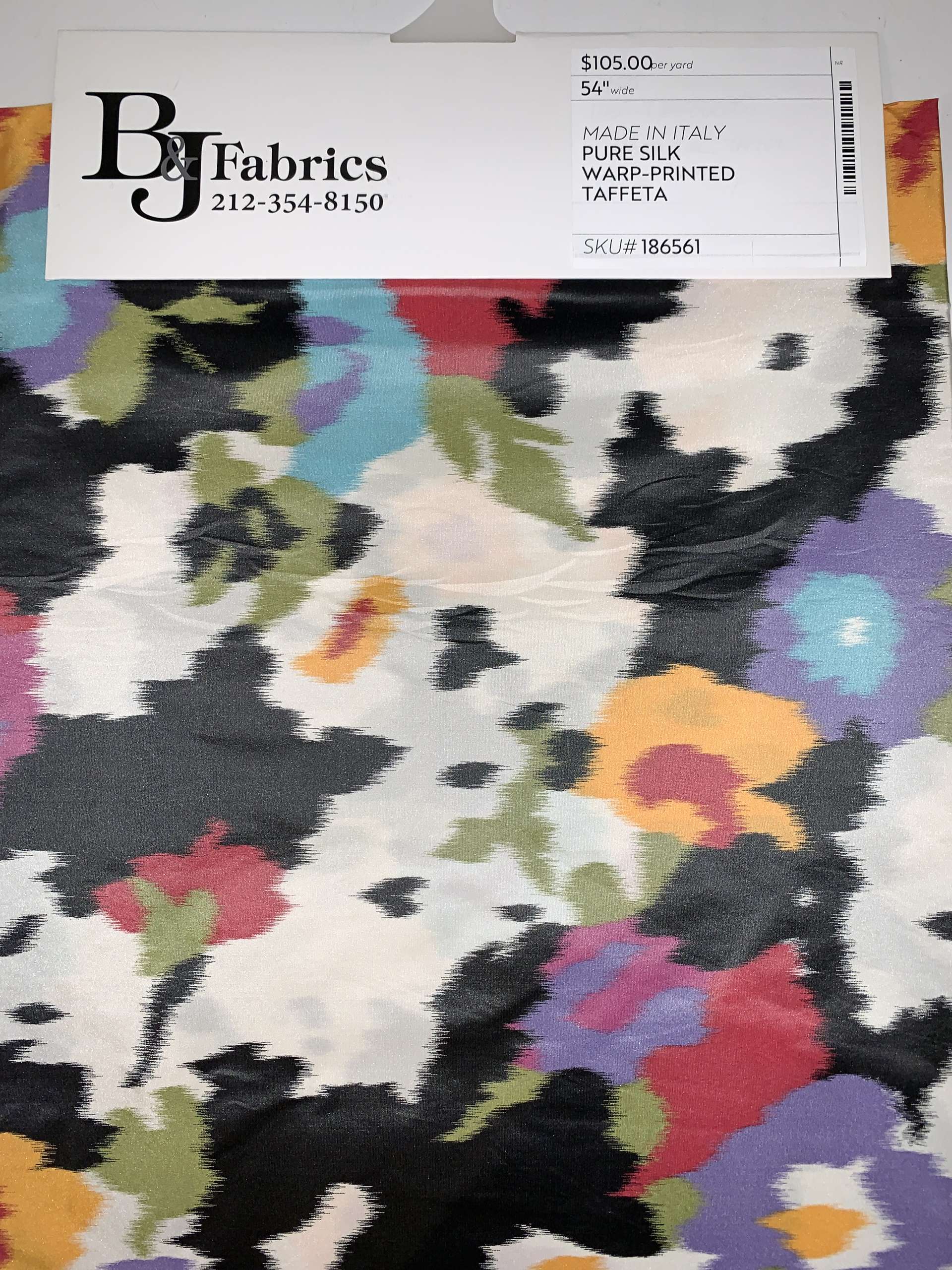 MADE IN ITALY PURE SILK WARP-PRINTED TAFFETA