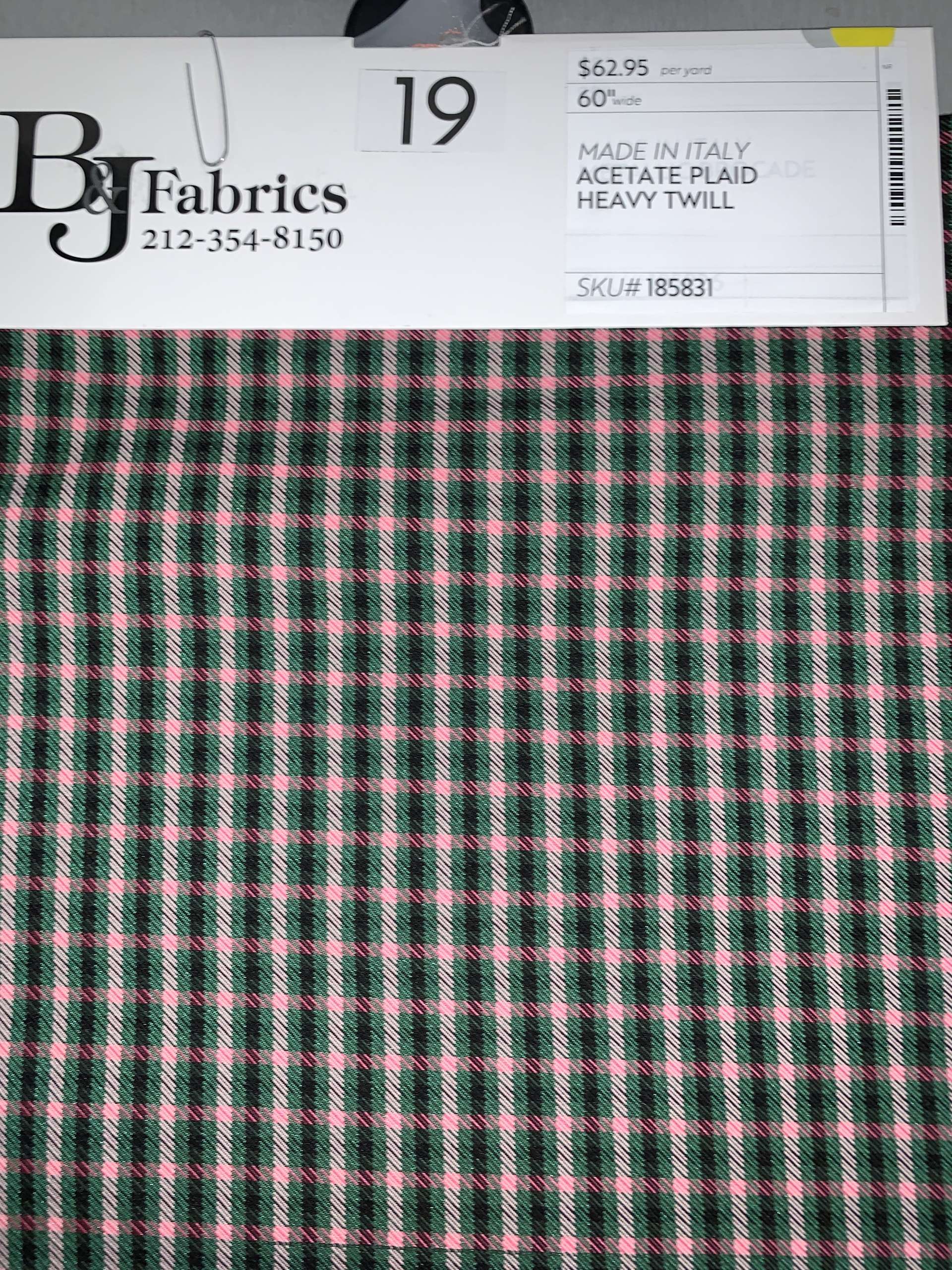 MADE IN ITALY ACETATE PLAID HEAVY TWILL