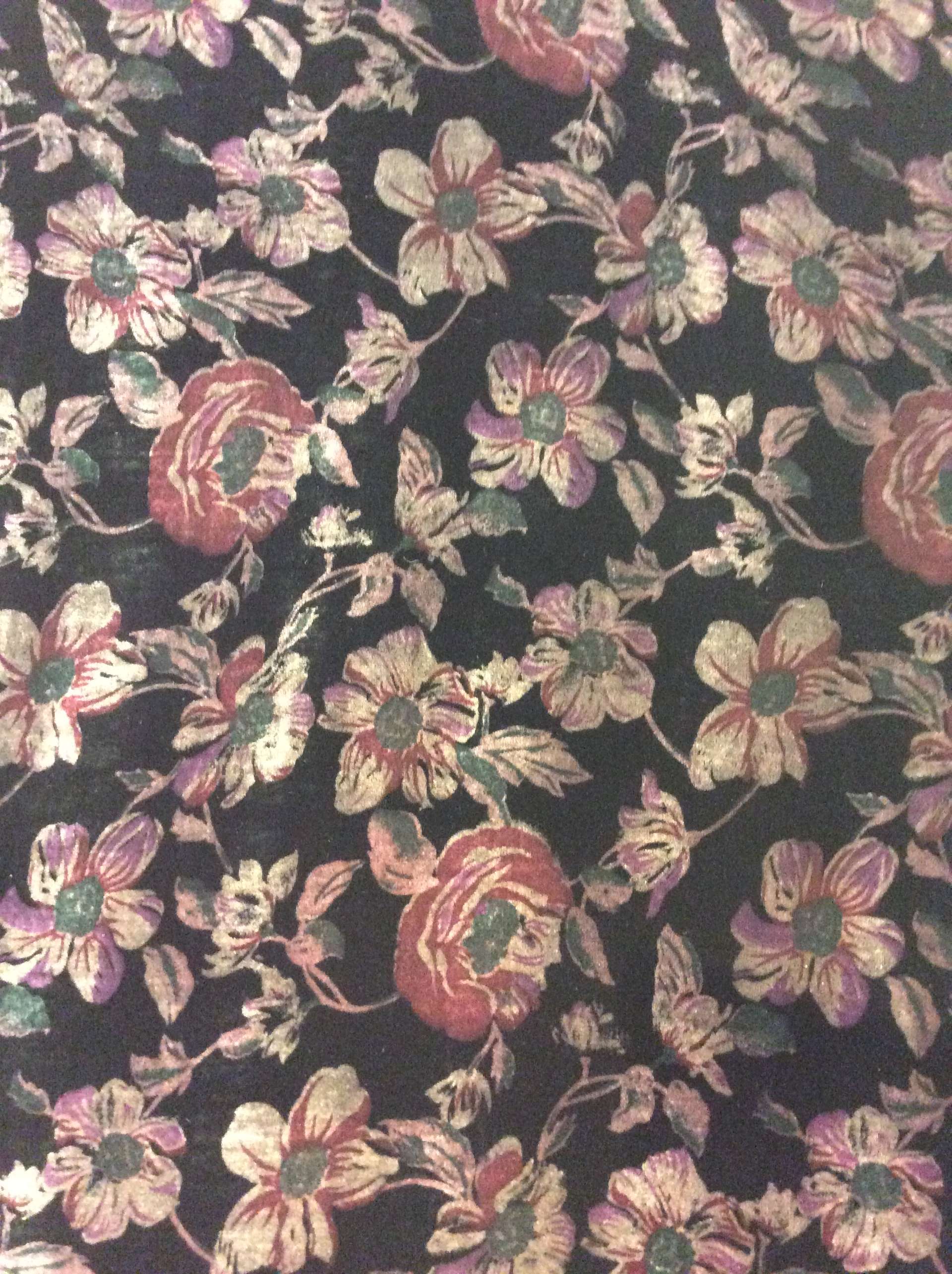 Printed Silk Rayon Velvet in Black/Rose