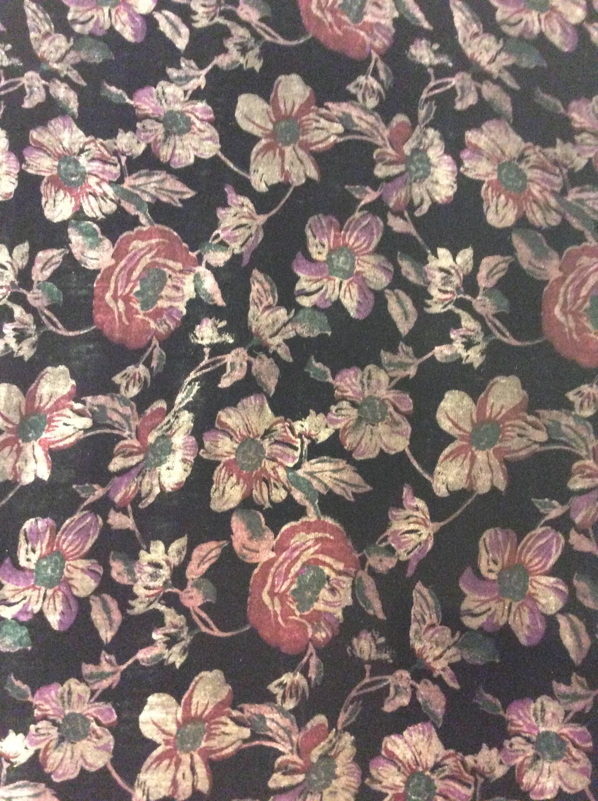 Printed Silk Rayon Velvet in Black/Rose