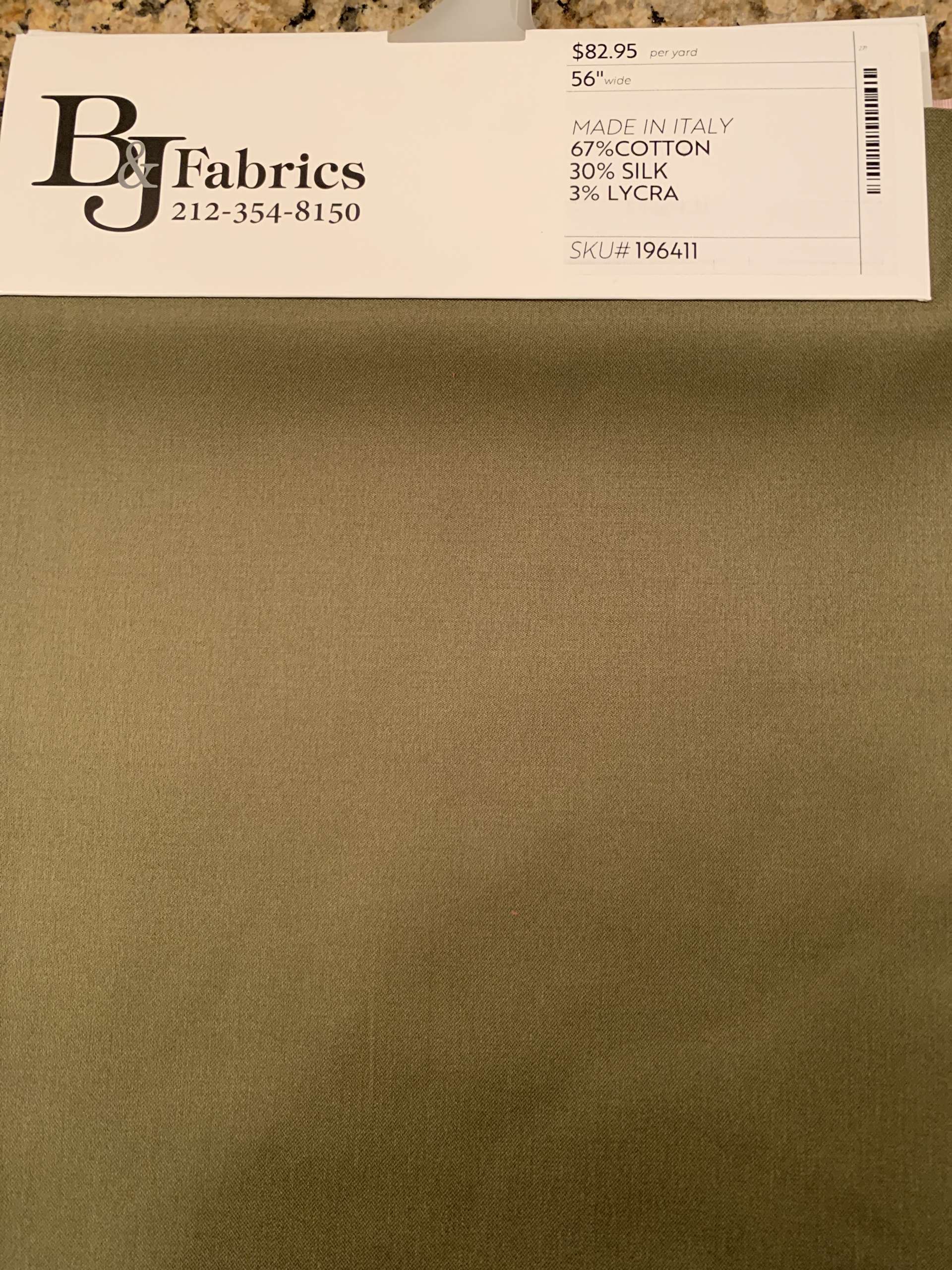 MADE IN ITALY 67%COTTON 30% SILK 3% LYCRA