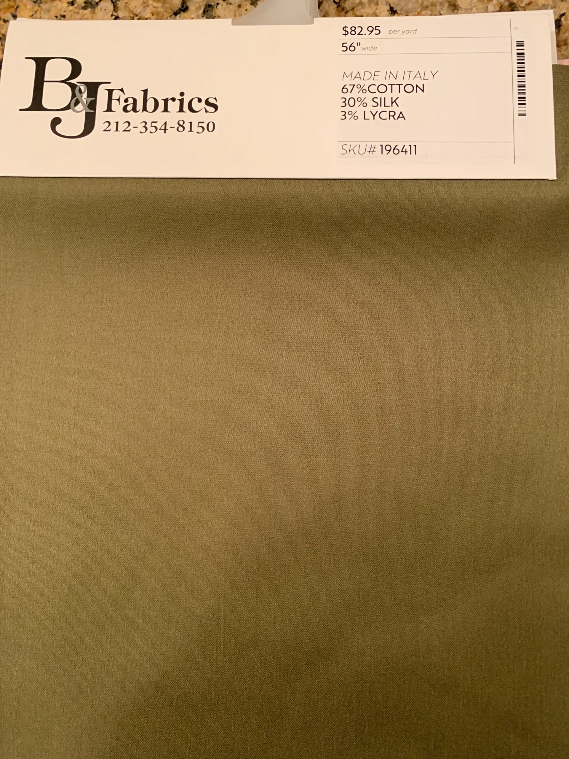MADE IN ITALY 67%COTTON 30% SILK 3% LYCRA