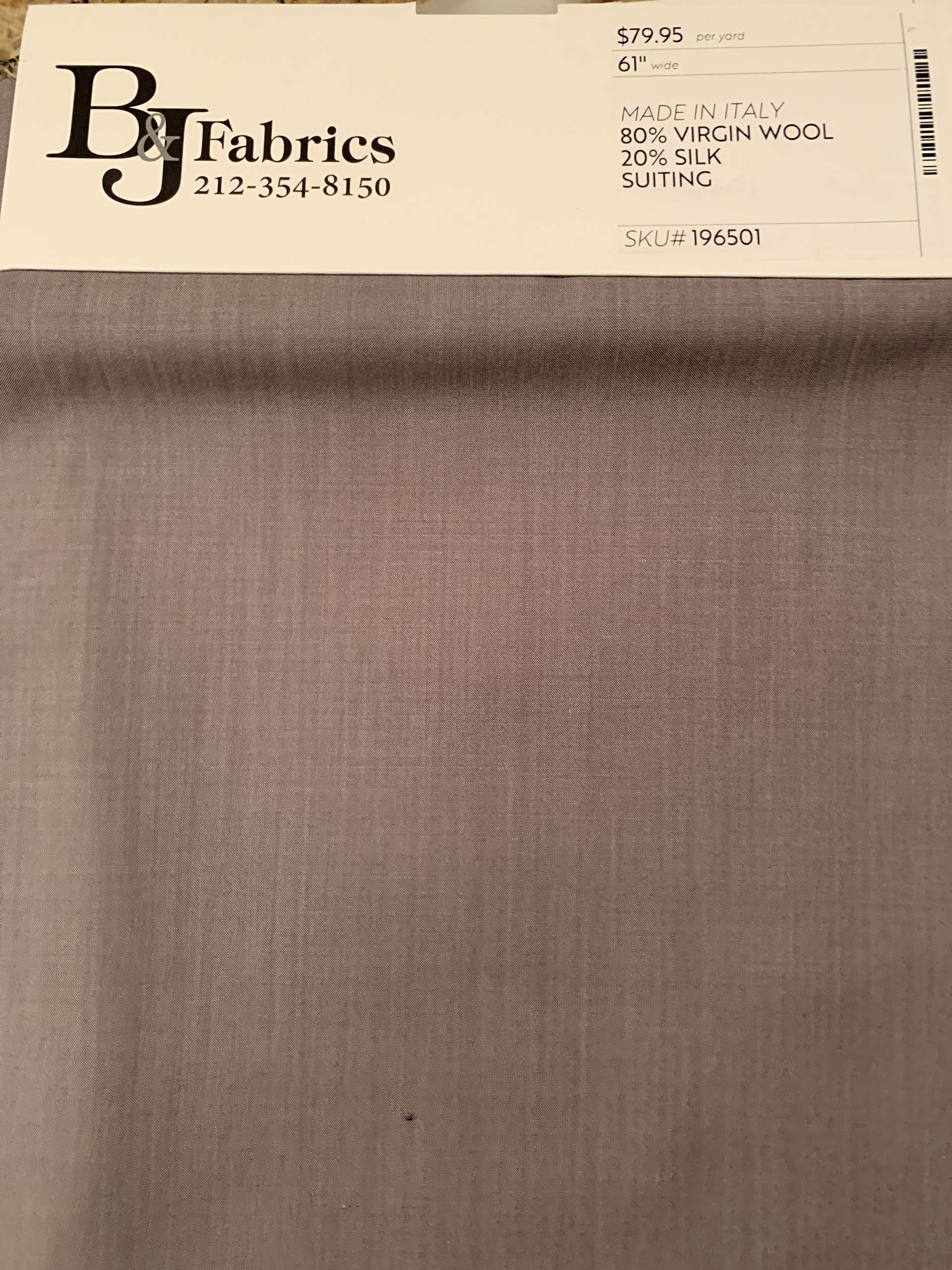 MADE IN ITALY 80% VIRGIN WOOL 20% SILK SUITING