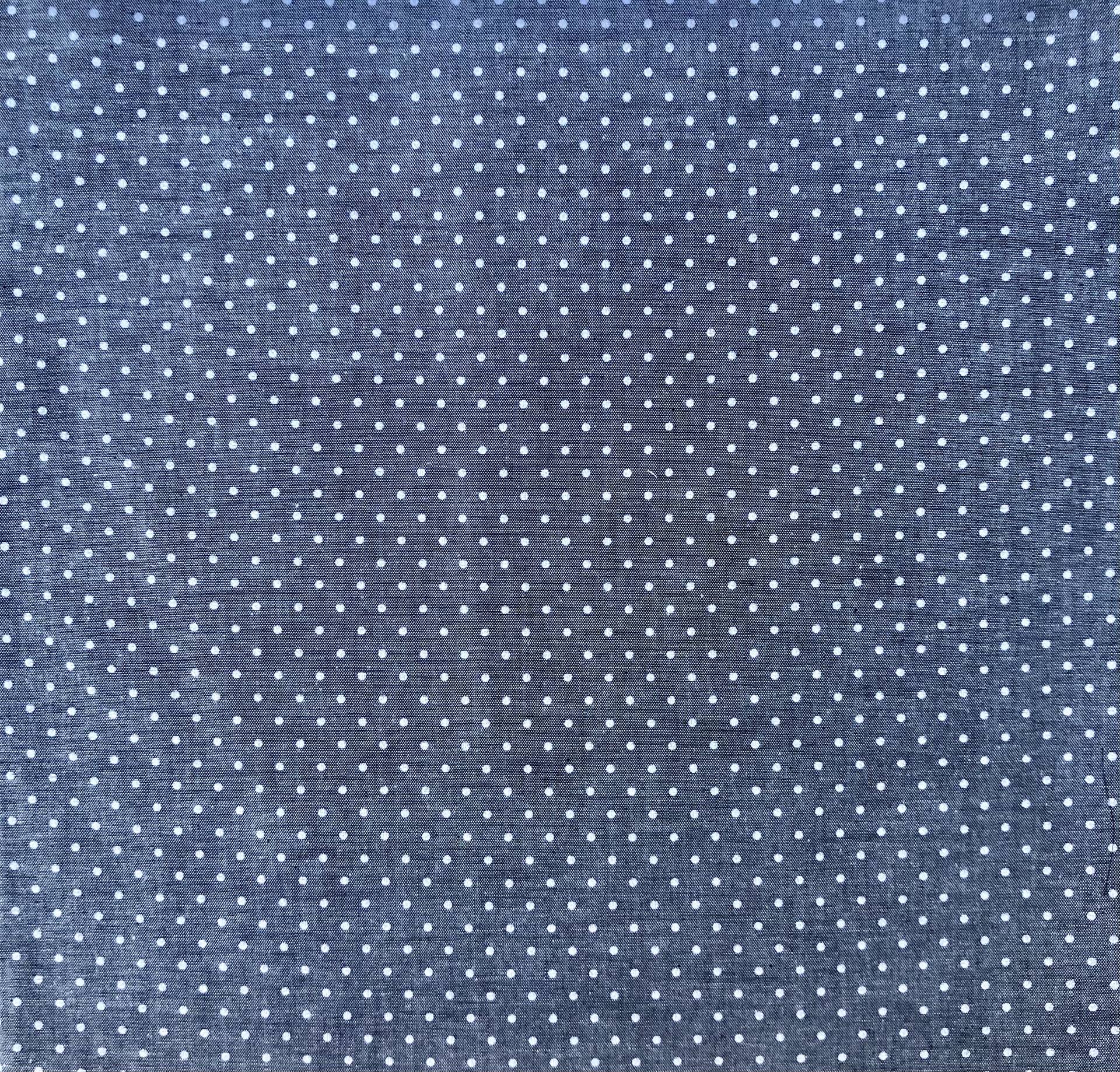 Cotton Denim Printed Dot in Chambray