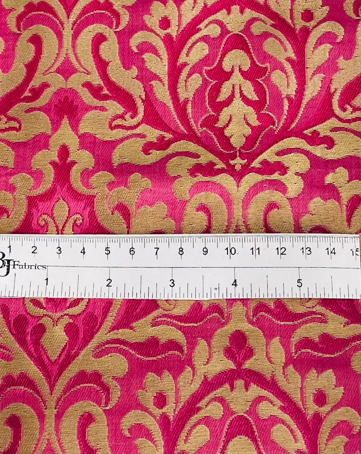 Metallic Brocade in Pink and Gold Baroque Design