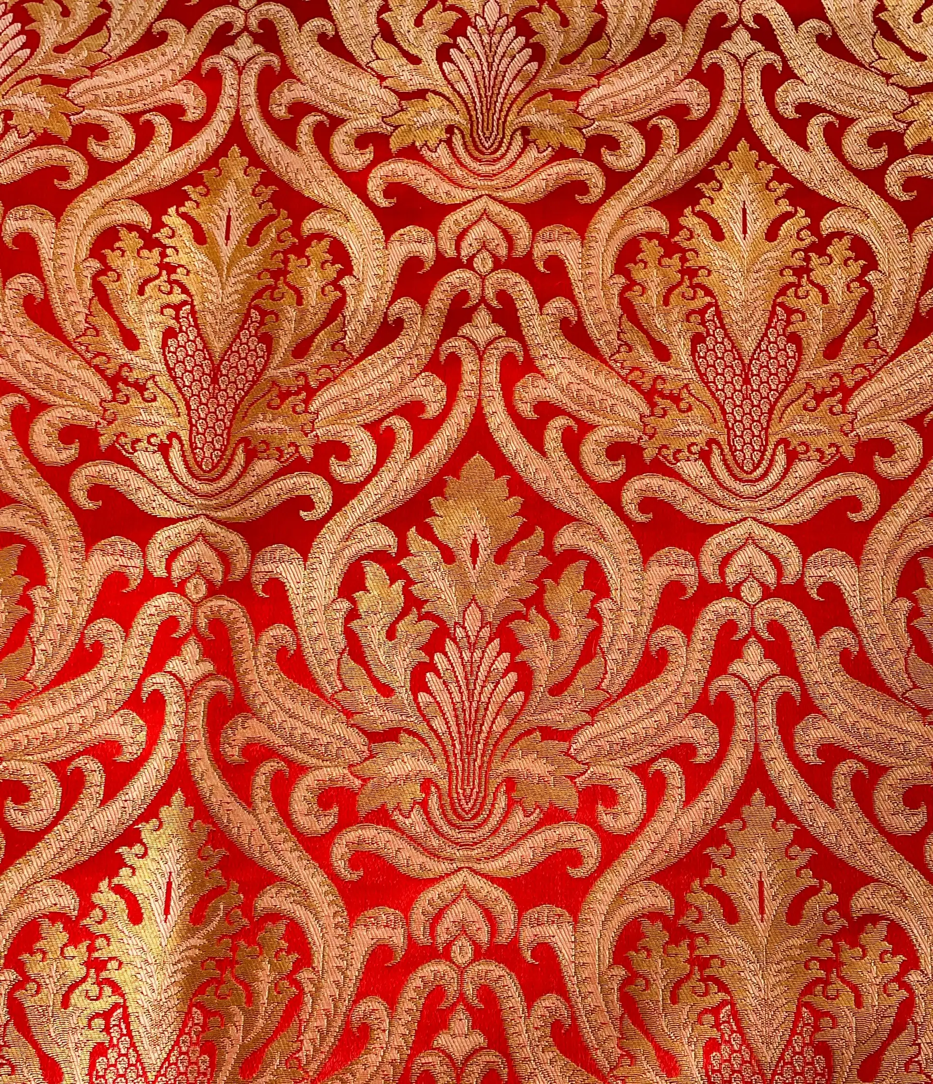 Metallic Brocade in Red and Gold