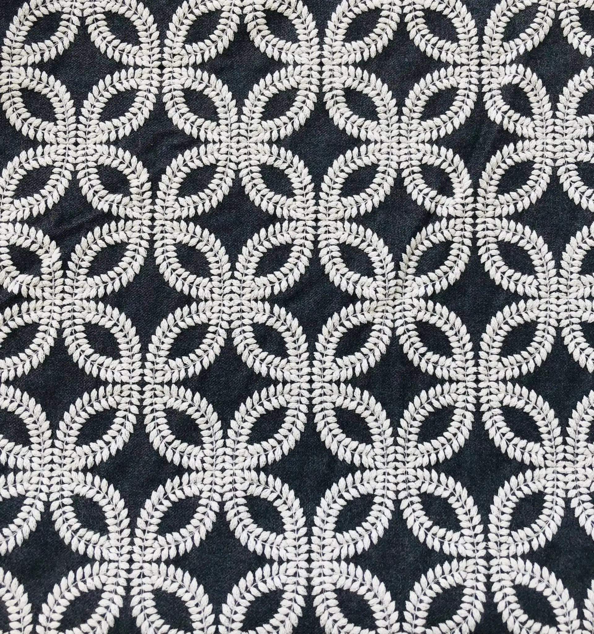 Made in Italy Embroidered Wool in a Leaf Geometric Pattern