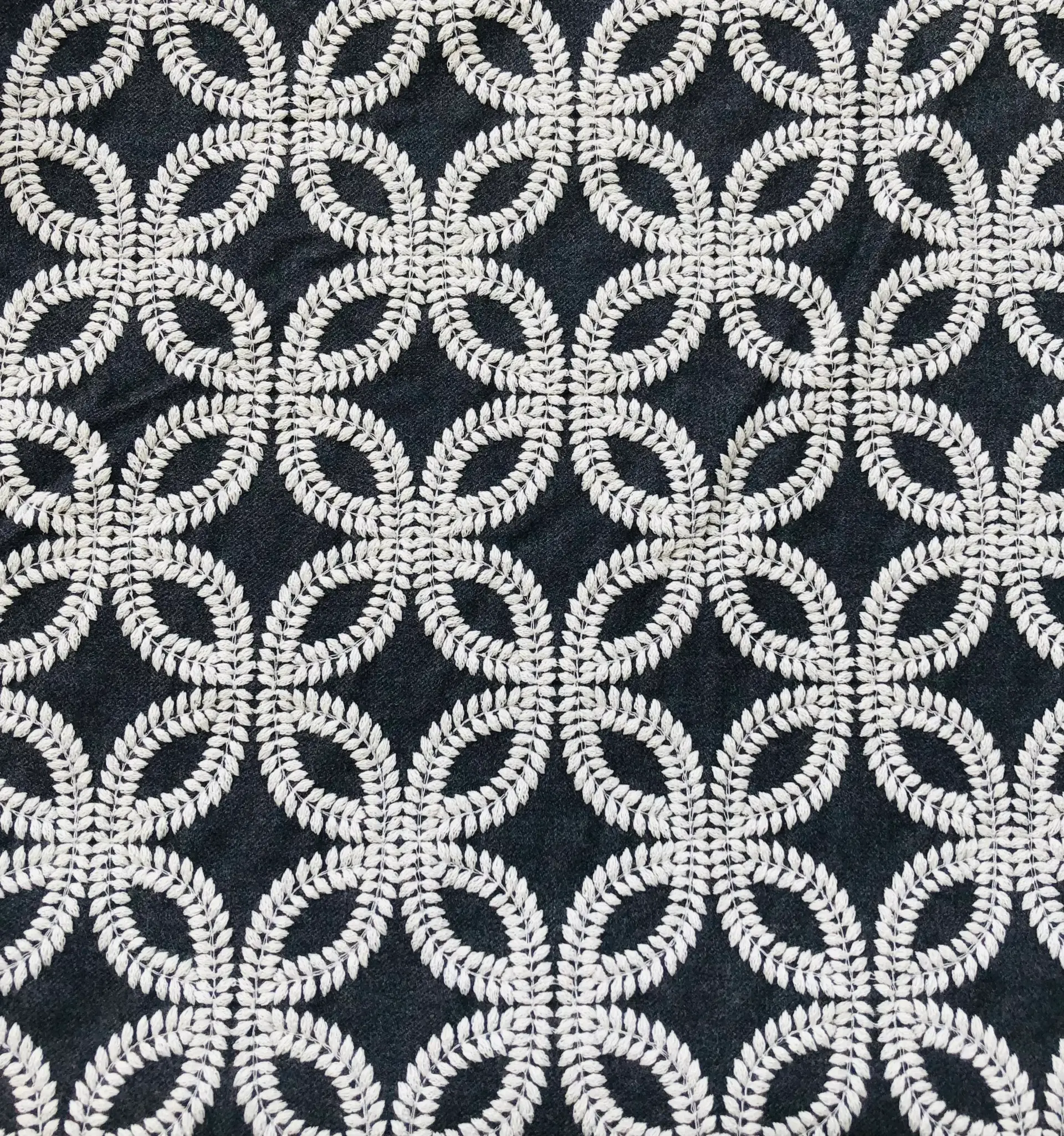 Made in Italy Embroidered Wool in a Leaf Geometric Pattern