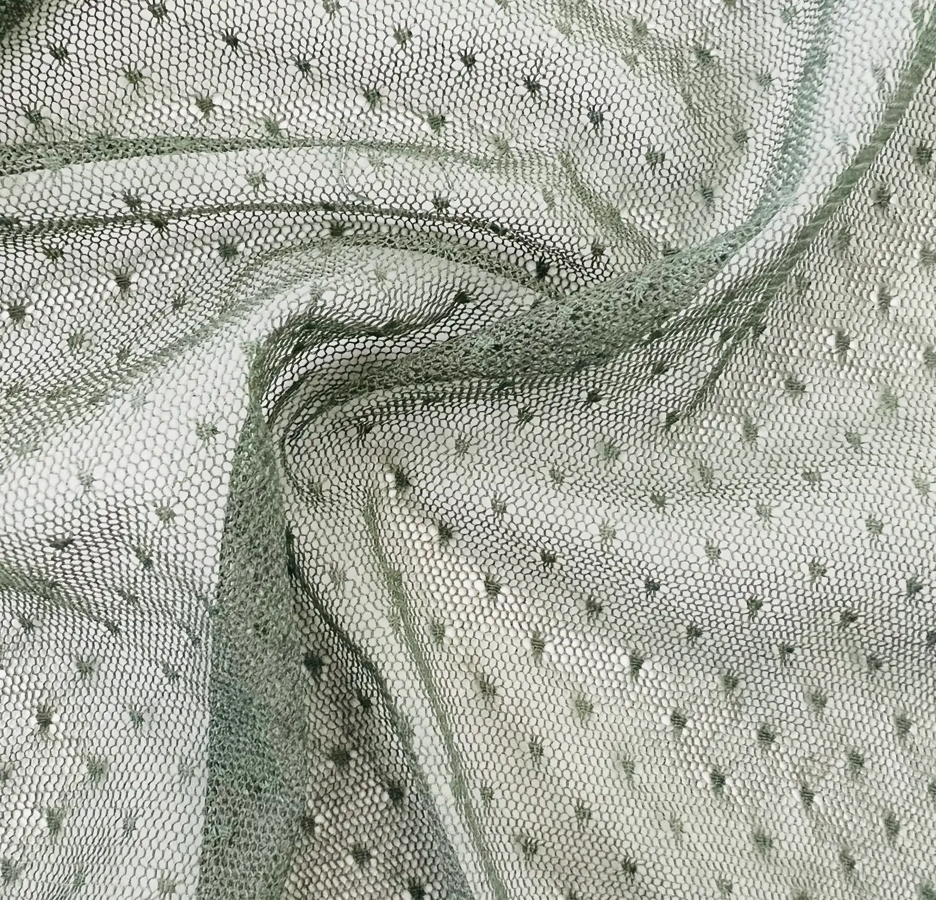 Point D'Esprit in Dark Sage