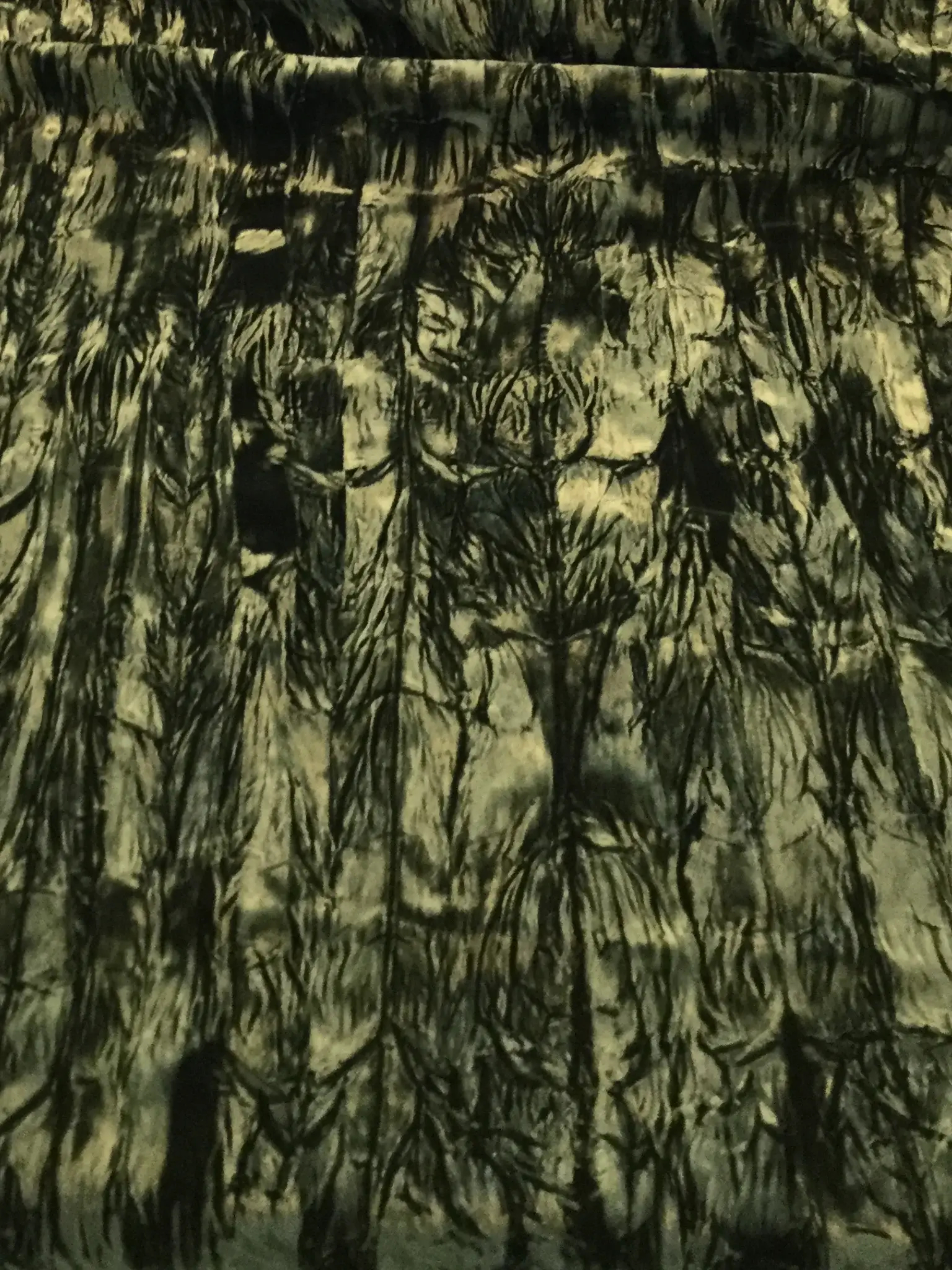 Iridescent Crushed Rayon Velvet in Avocado/Black