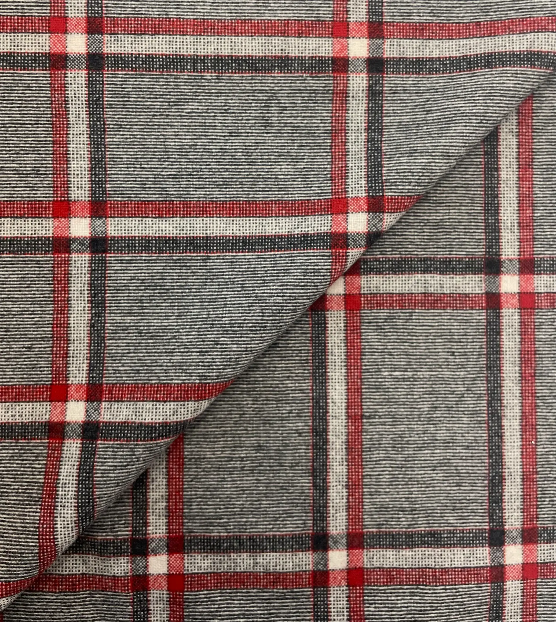 Italian Alpaca Wool Rayon Blend Plaid Suiting in Red Black