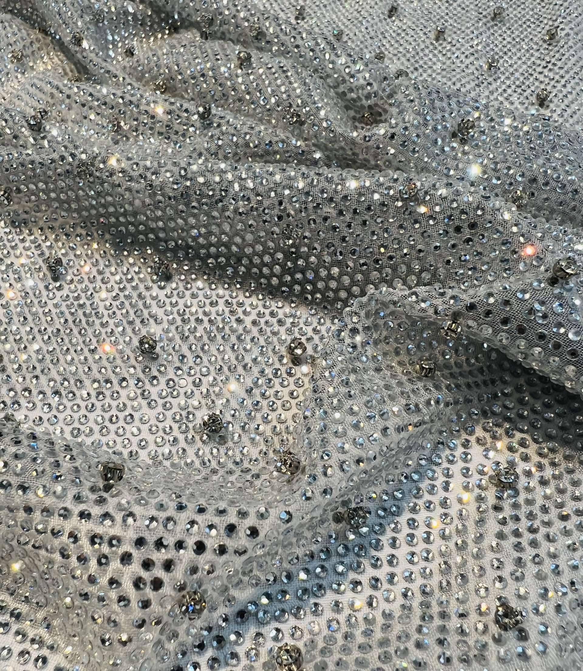 Couture Crystal on Chiffon in Silver