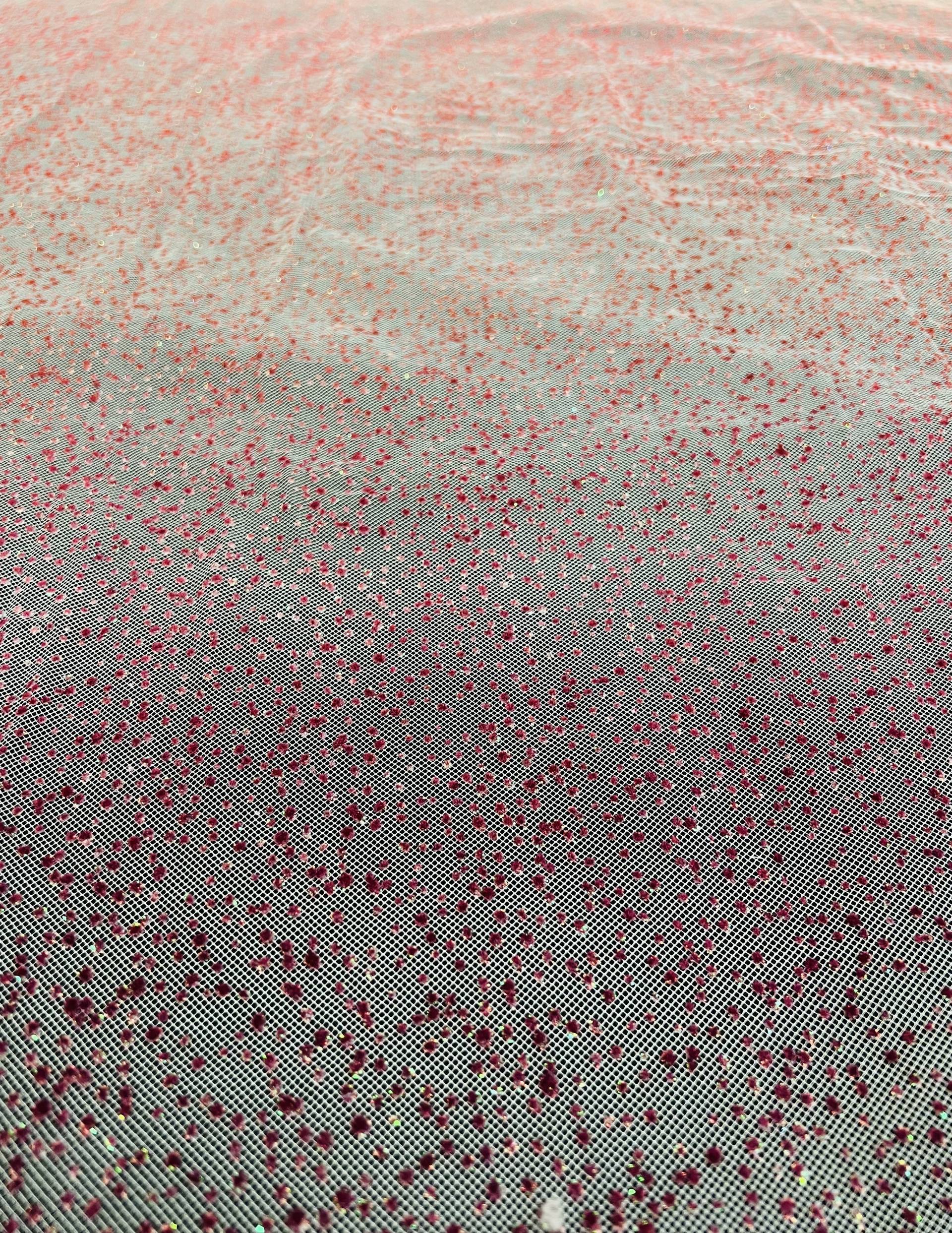 Ombré Glittered Flocked Tulle