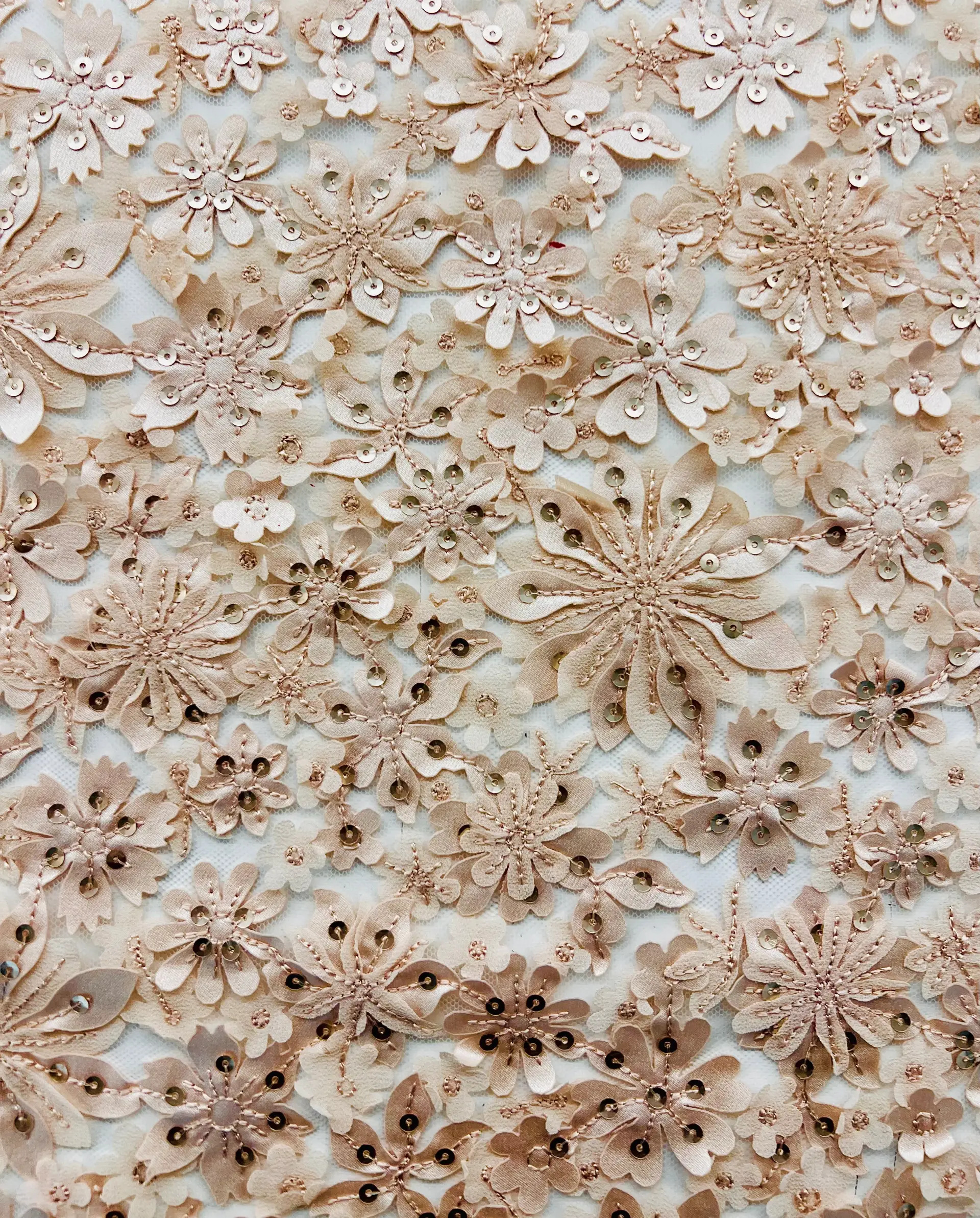 Appliquéd Tulle in Champagne