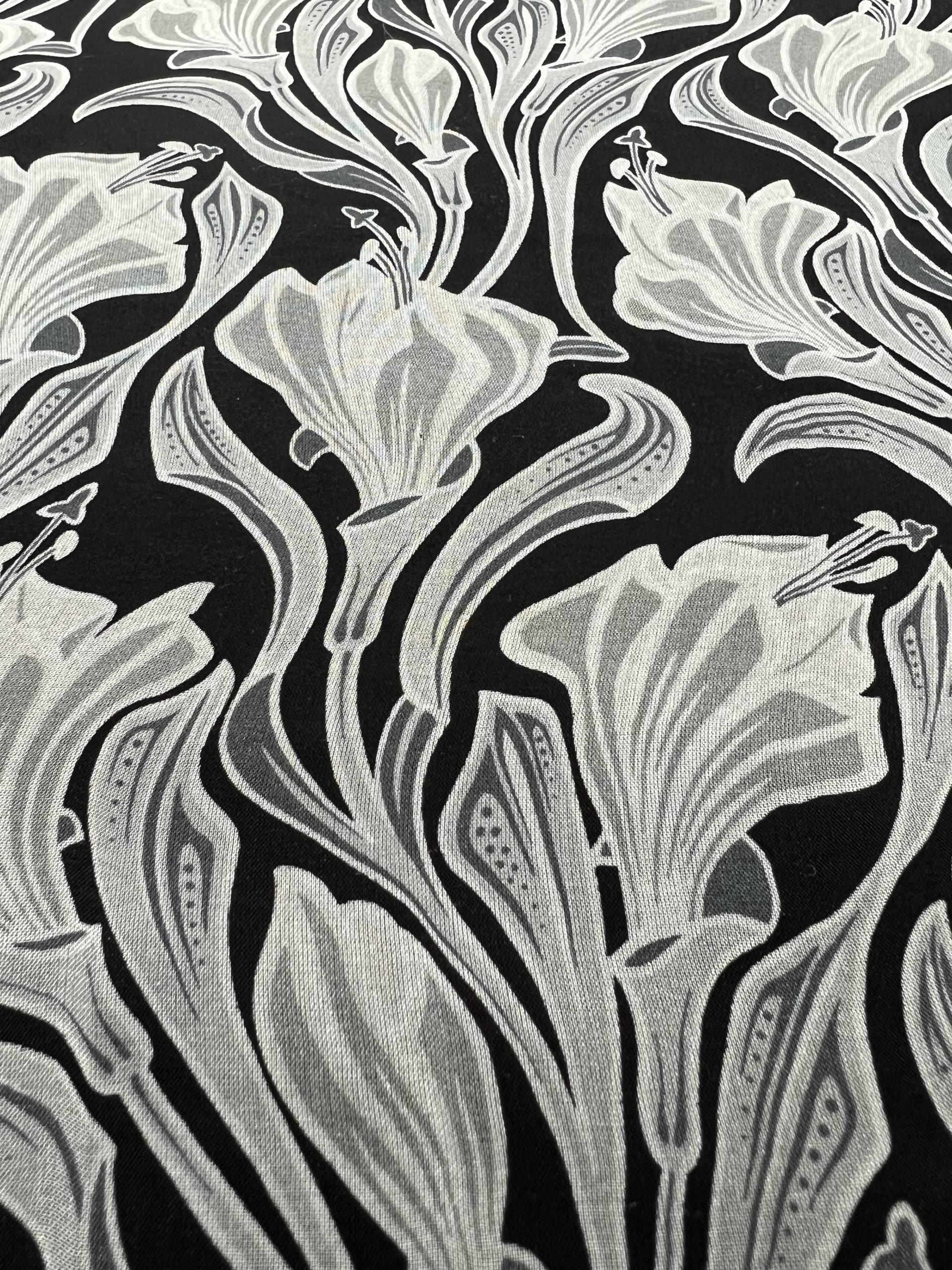 Printed Silk Chiffon in Black & White