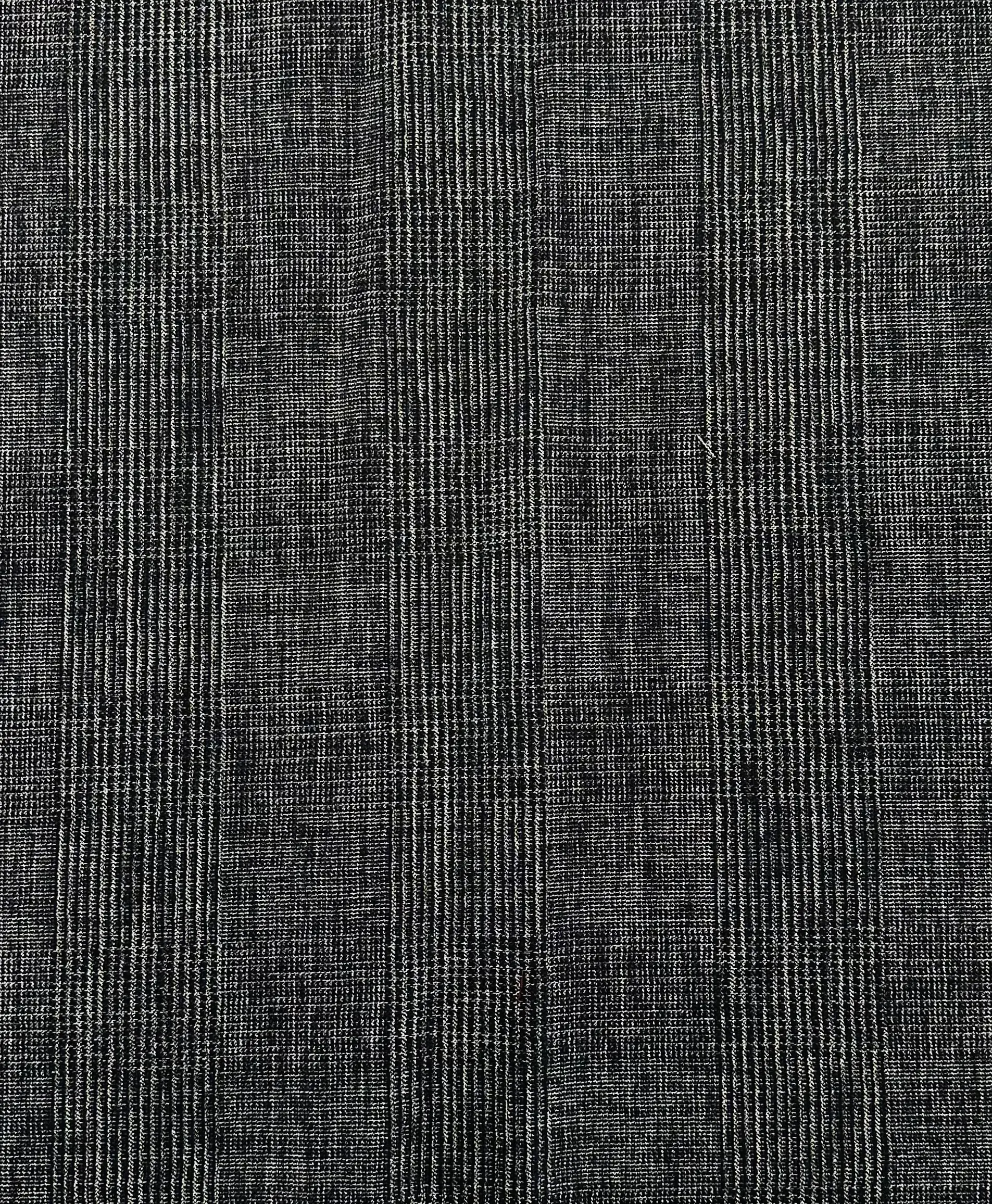 Italian Wool Poly Lycra Plaid Suiting in Black Navy