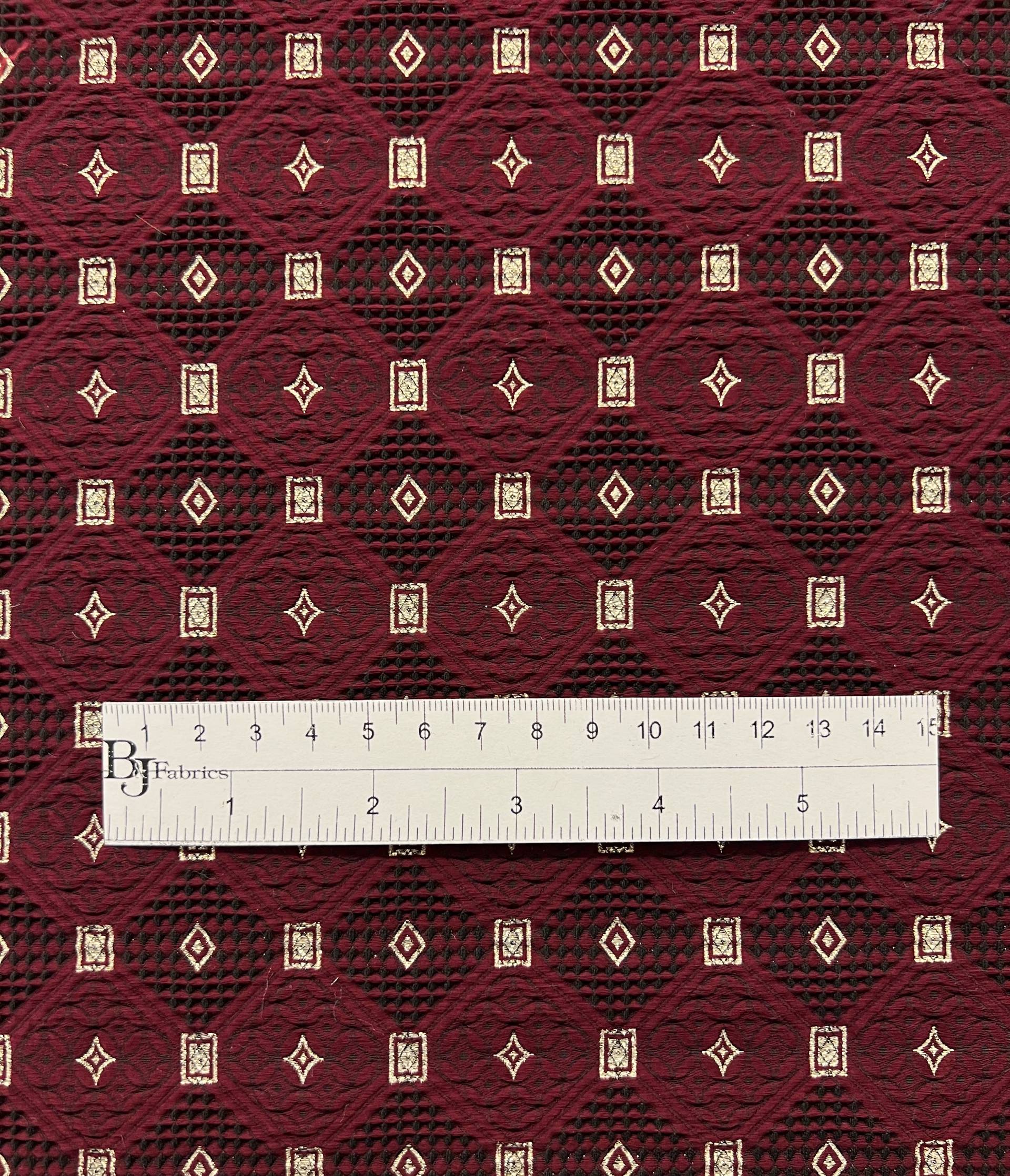Stretch Geometric Polyester Metallic Brocade