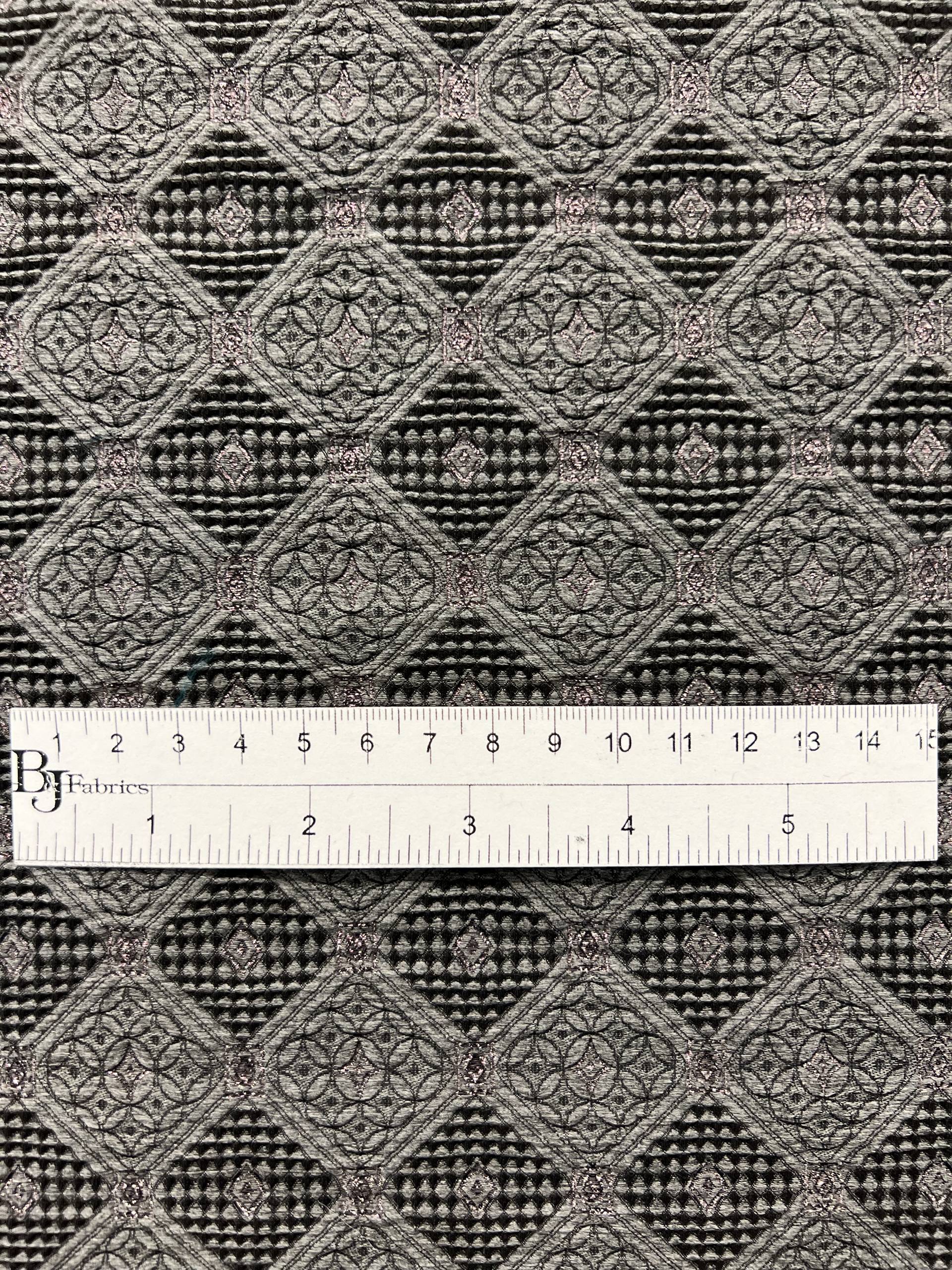 Stretch Geometric Polyester Metallic Brocade