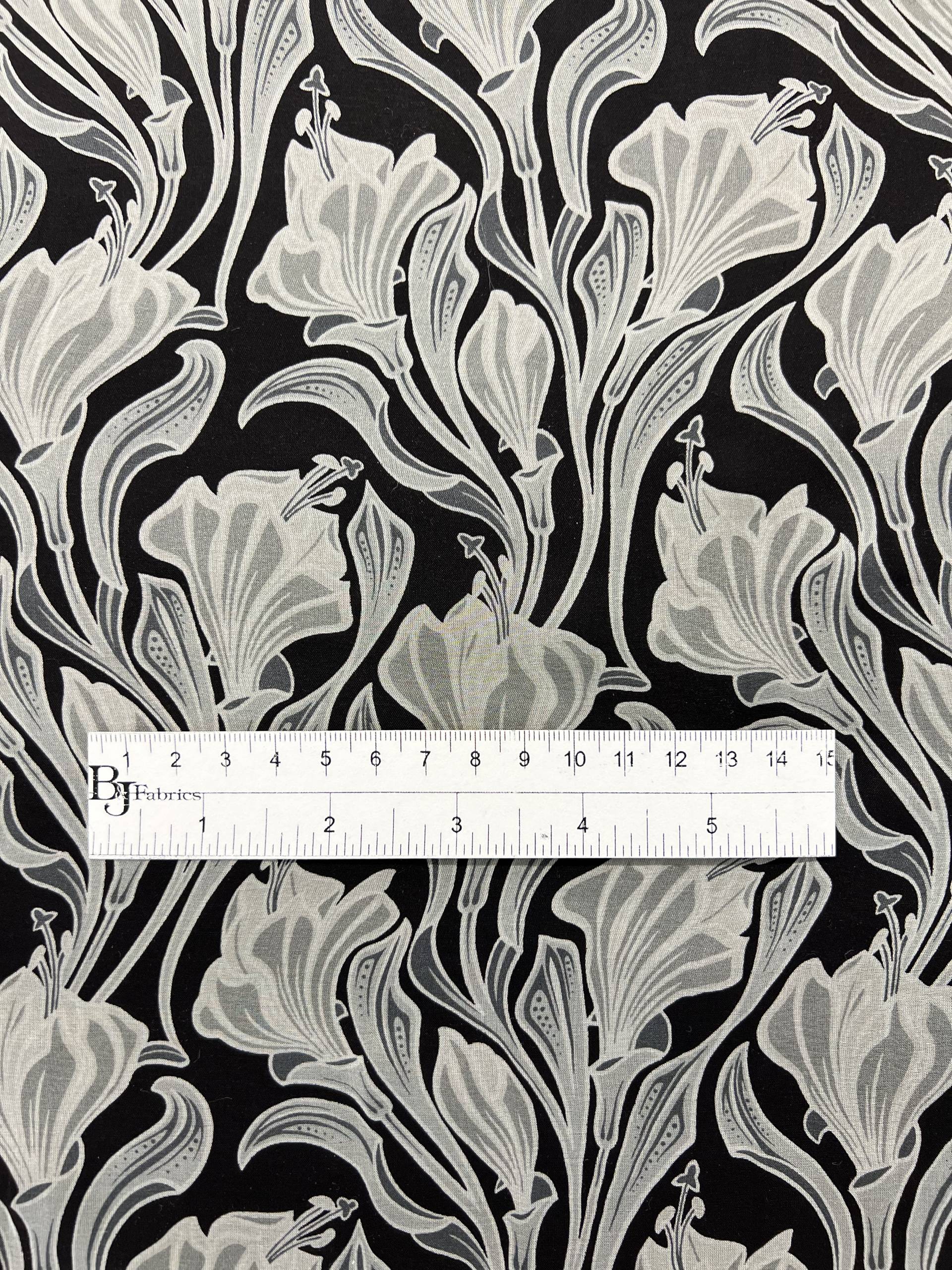 Printed Silk Chiffon in Black & White