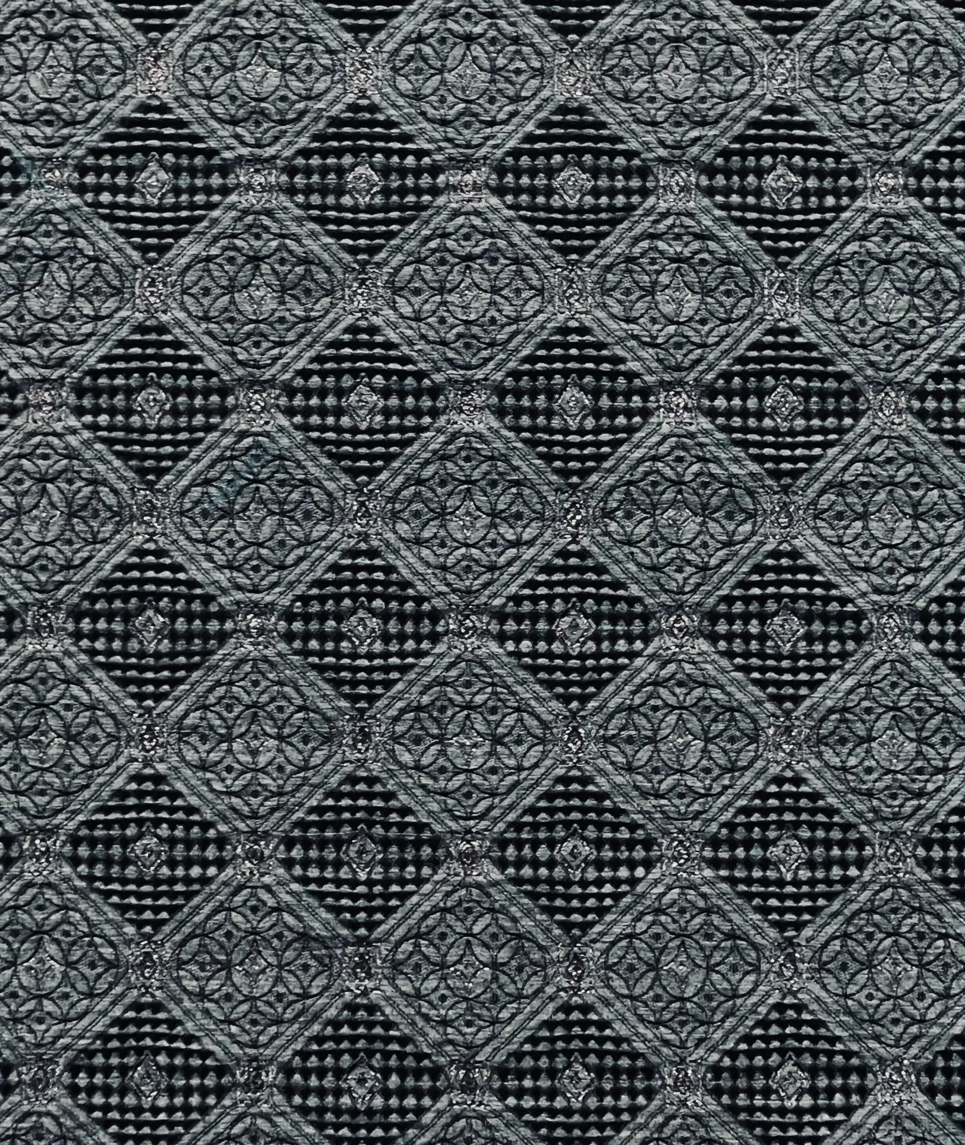 Stretch Geometric Polyester Metallic Brocade