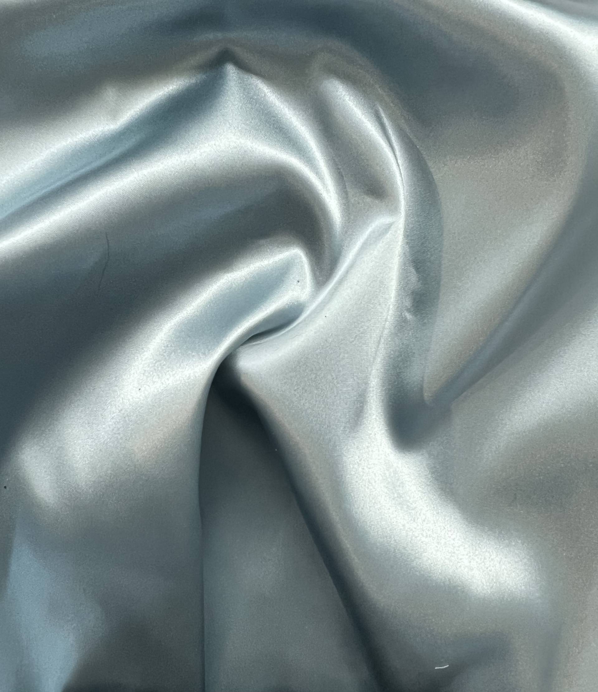Italian Acetate Stretch Satin in Frost Blue