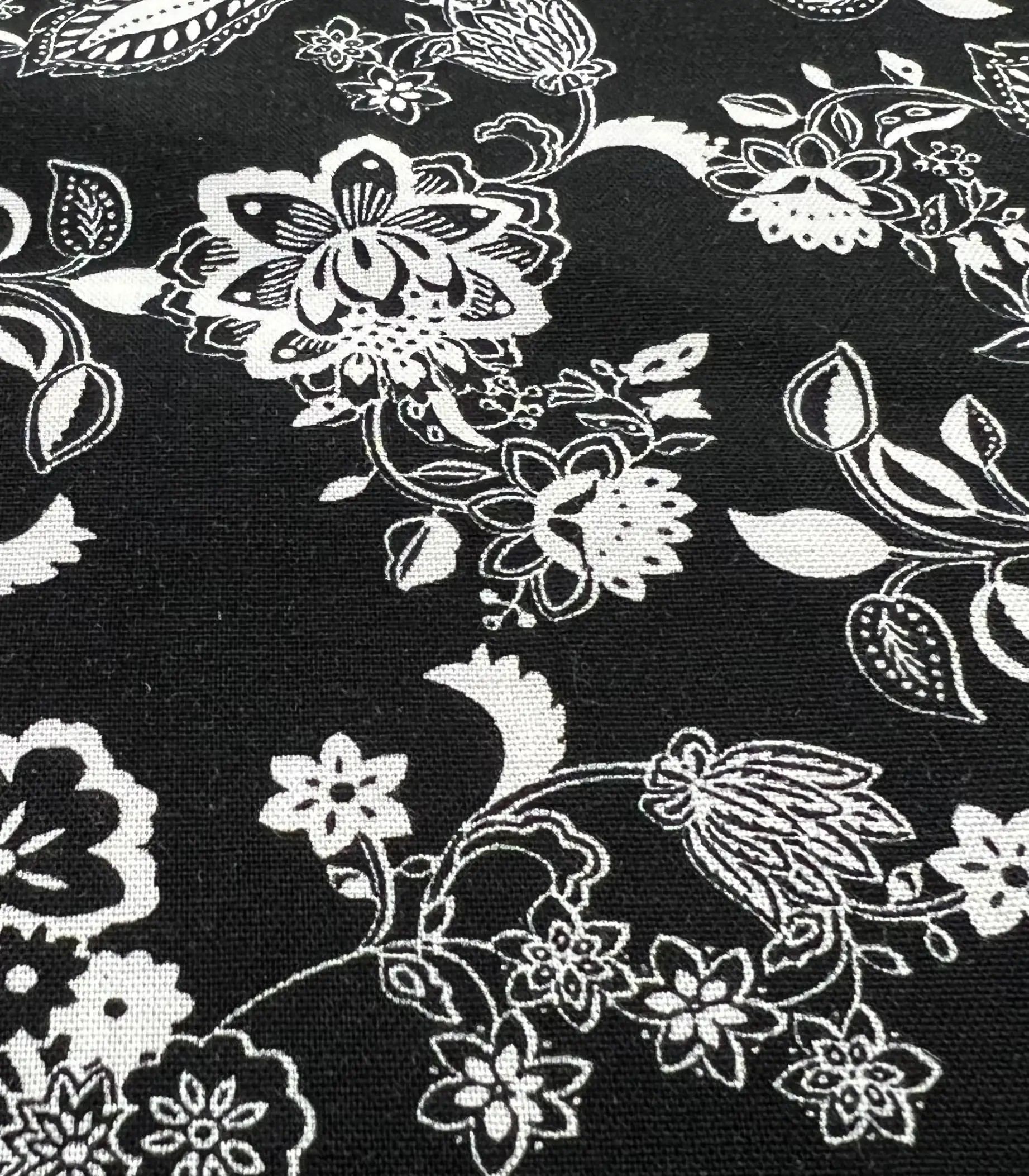 Printed Viscose Challis in Black & White