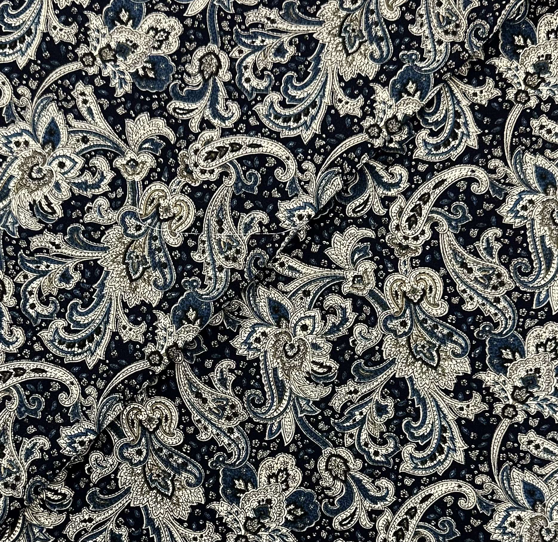 Japanese Cotton Paisley Print in Navy