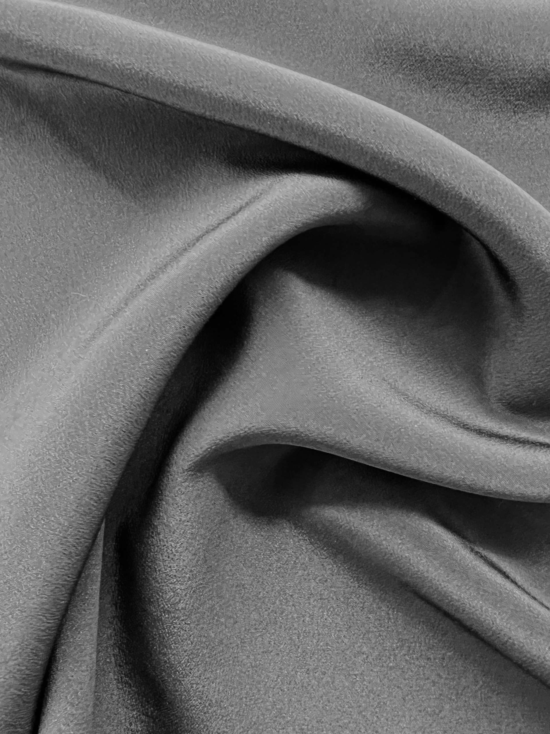 Pure Silk Crepé de Chine in Charcoal Grey