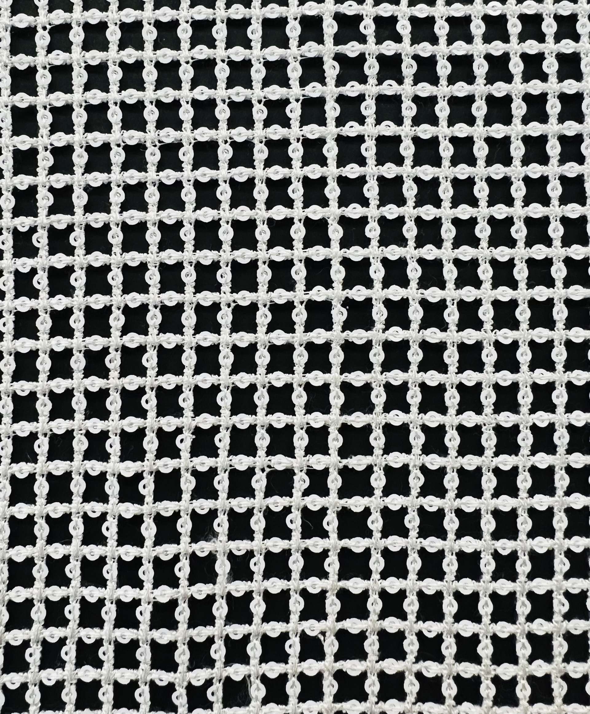 Micro Sequins Nylon Crochet Mesh in White