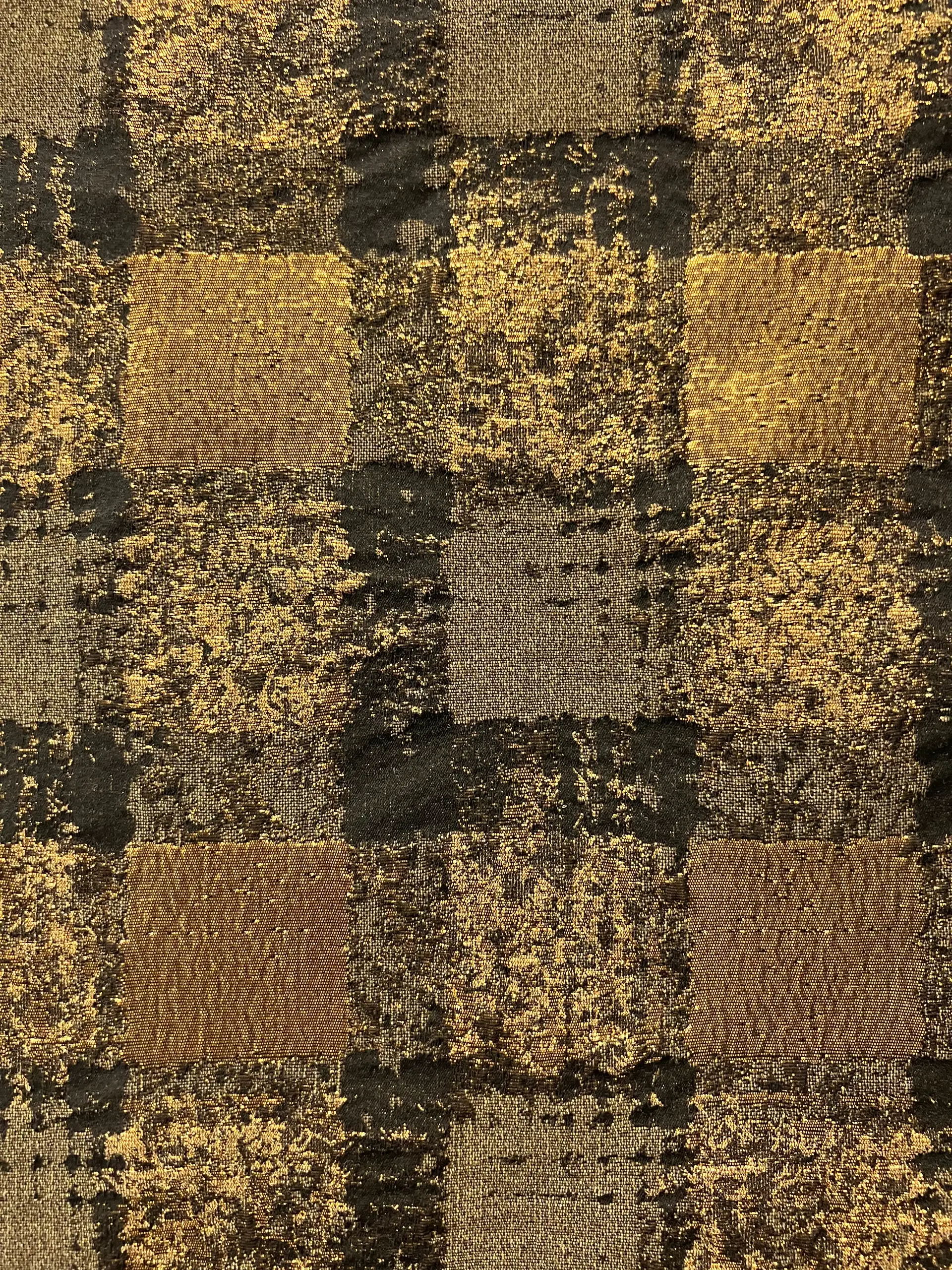 Abstract Check Brocade in Metallic Gold/Black