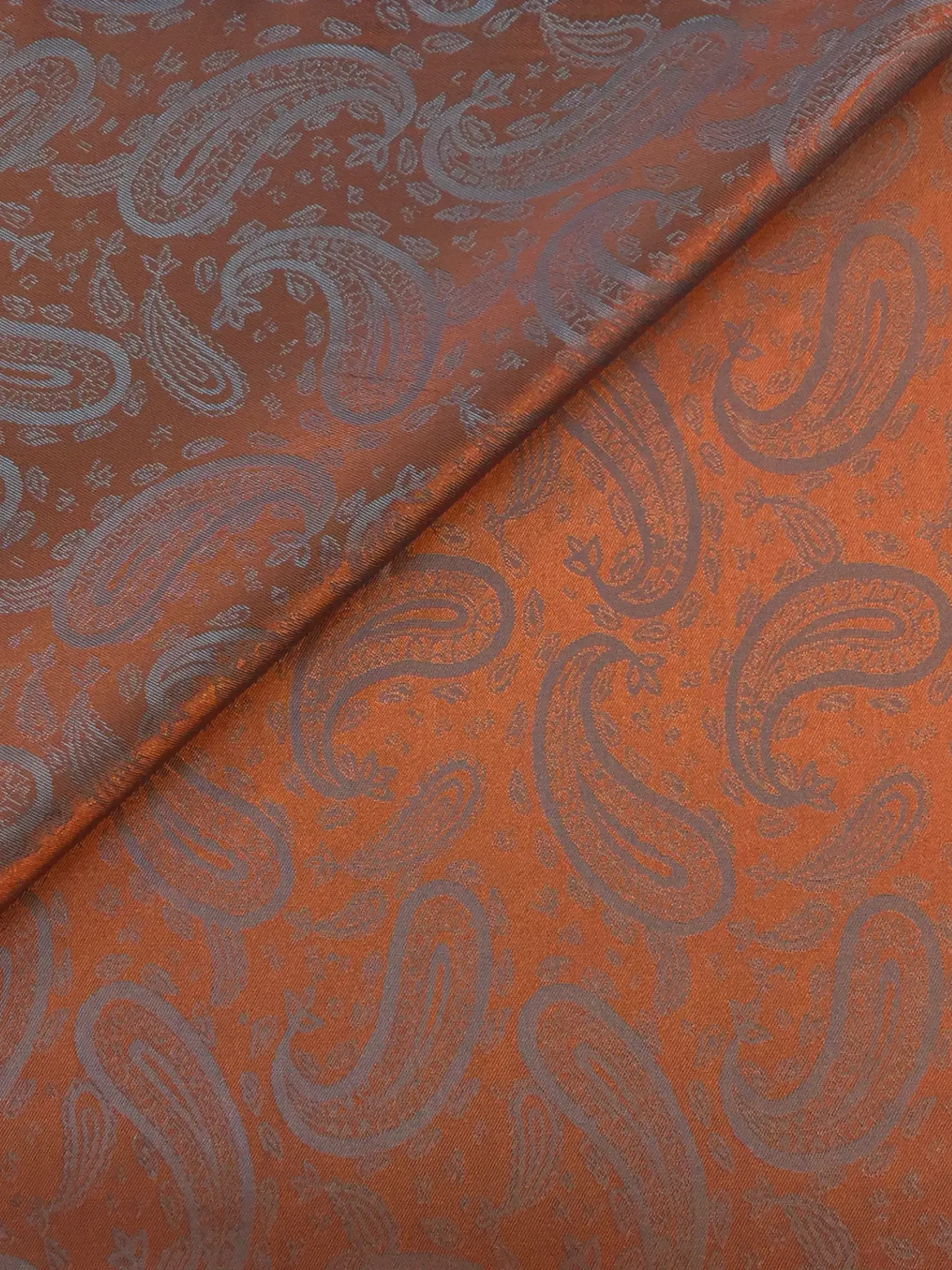 Novelty Jacquard Lining in Orange Glaze w/ Paisleys