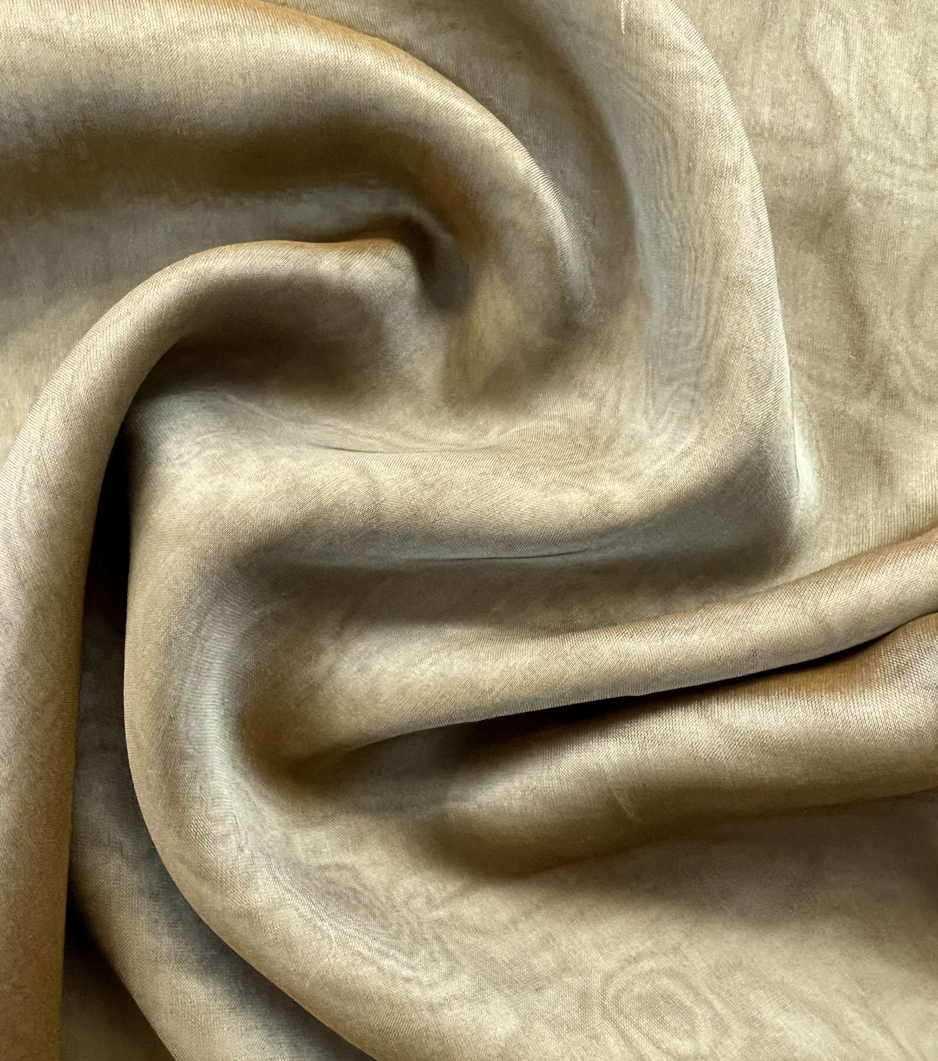 Iridescent Silk Chiffon in Sage Brown