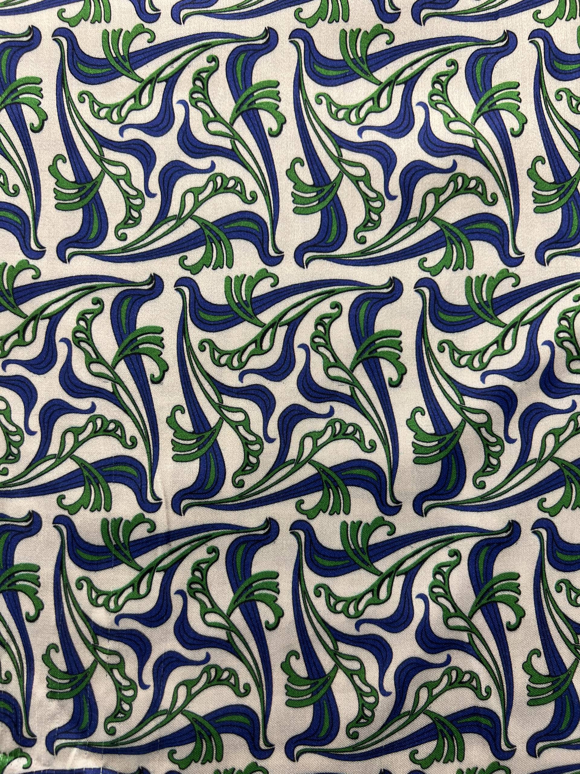 Printed Viscose challis Sateen On Blush Ground