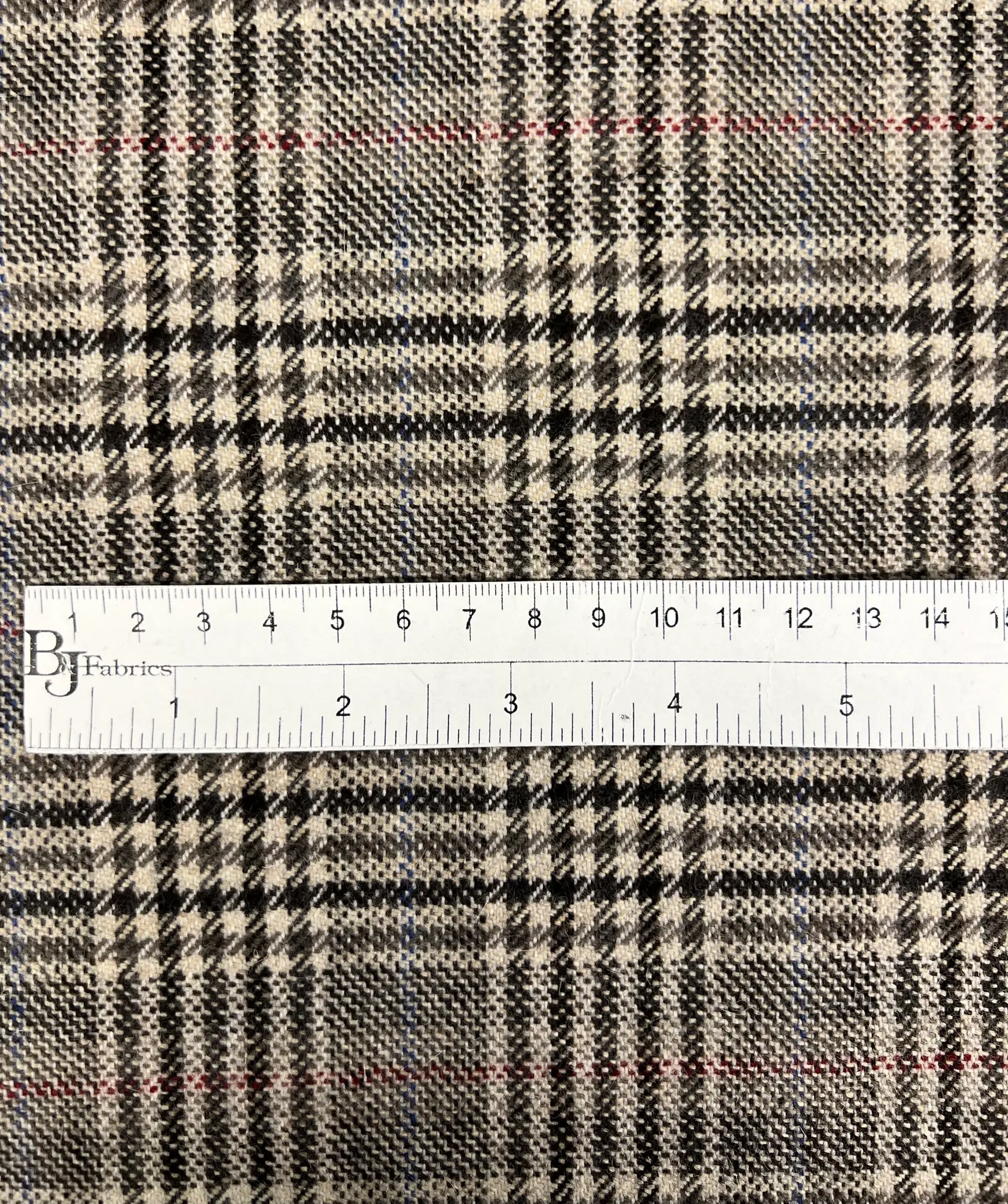 Italian Wool Plaid Suiting in Red Taupe