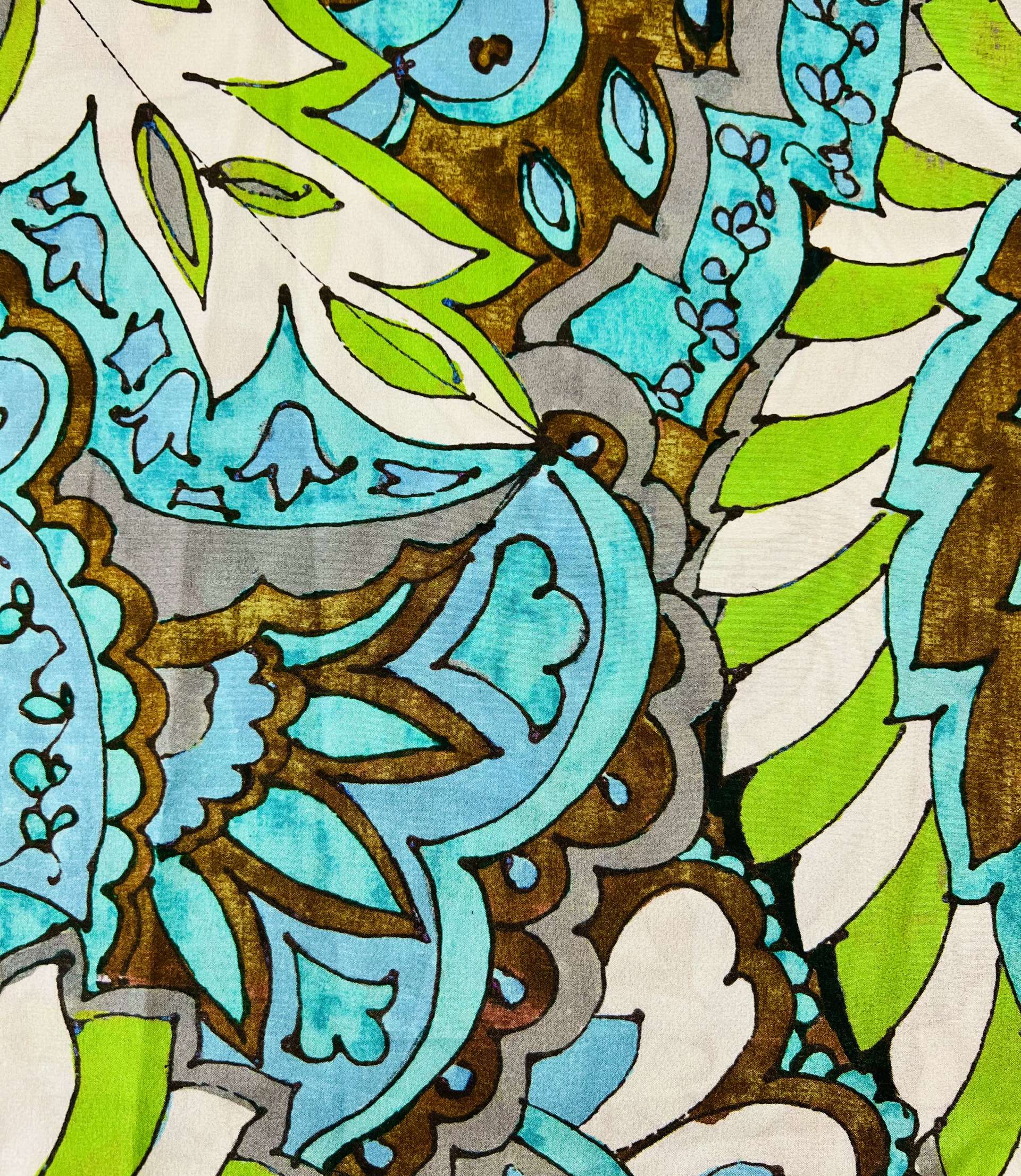 Printed Silk Crepe de Chine in Browns. Acqua