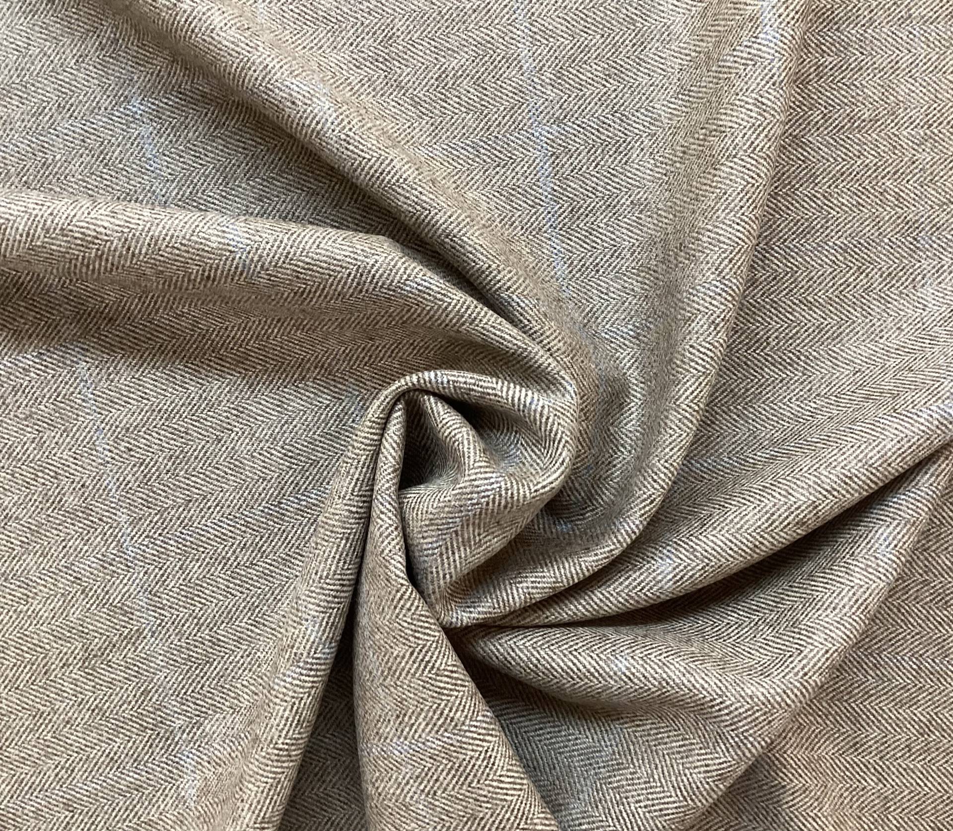 Italian Wool Herringbone Windowpane in Sand