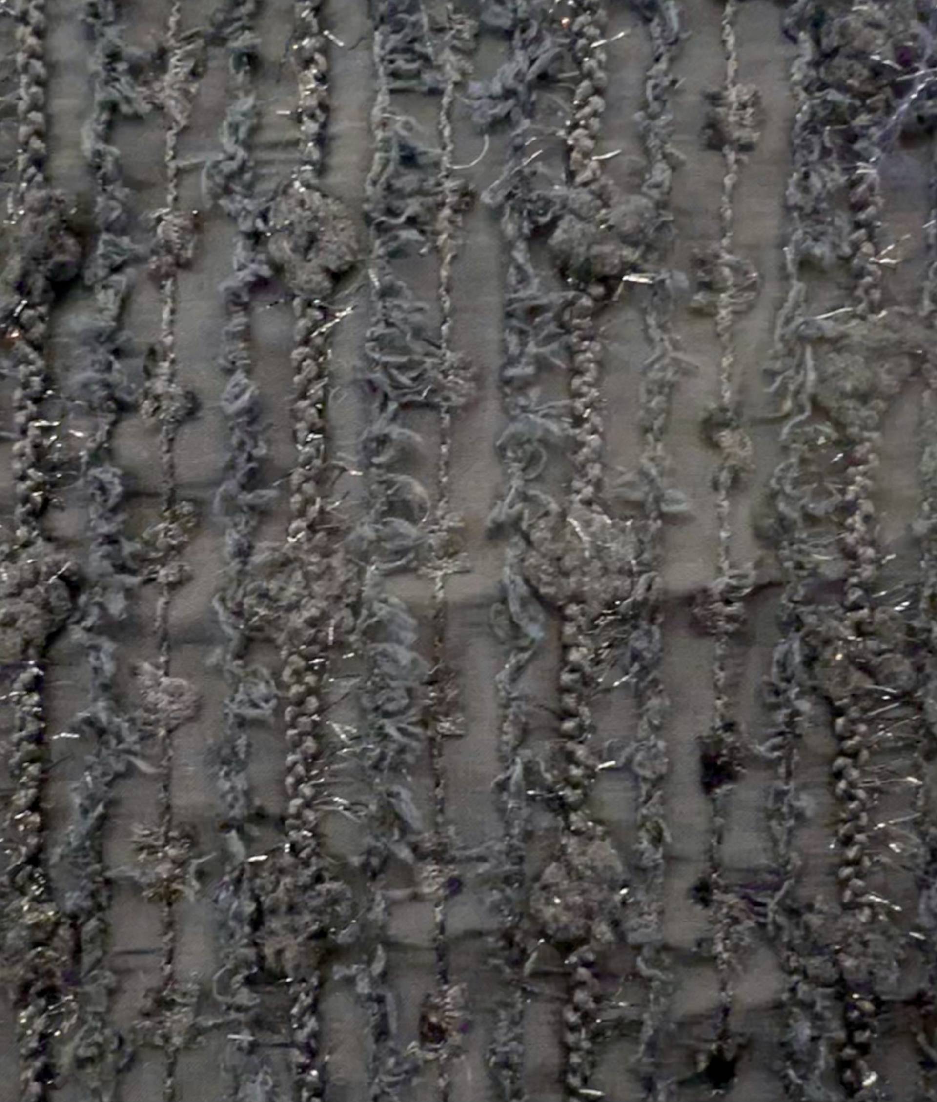 Chenille with Lurex on Polyester Chiffon in Black